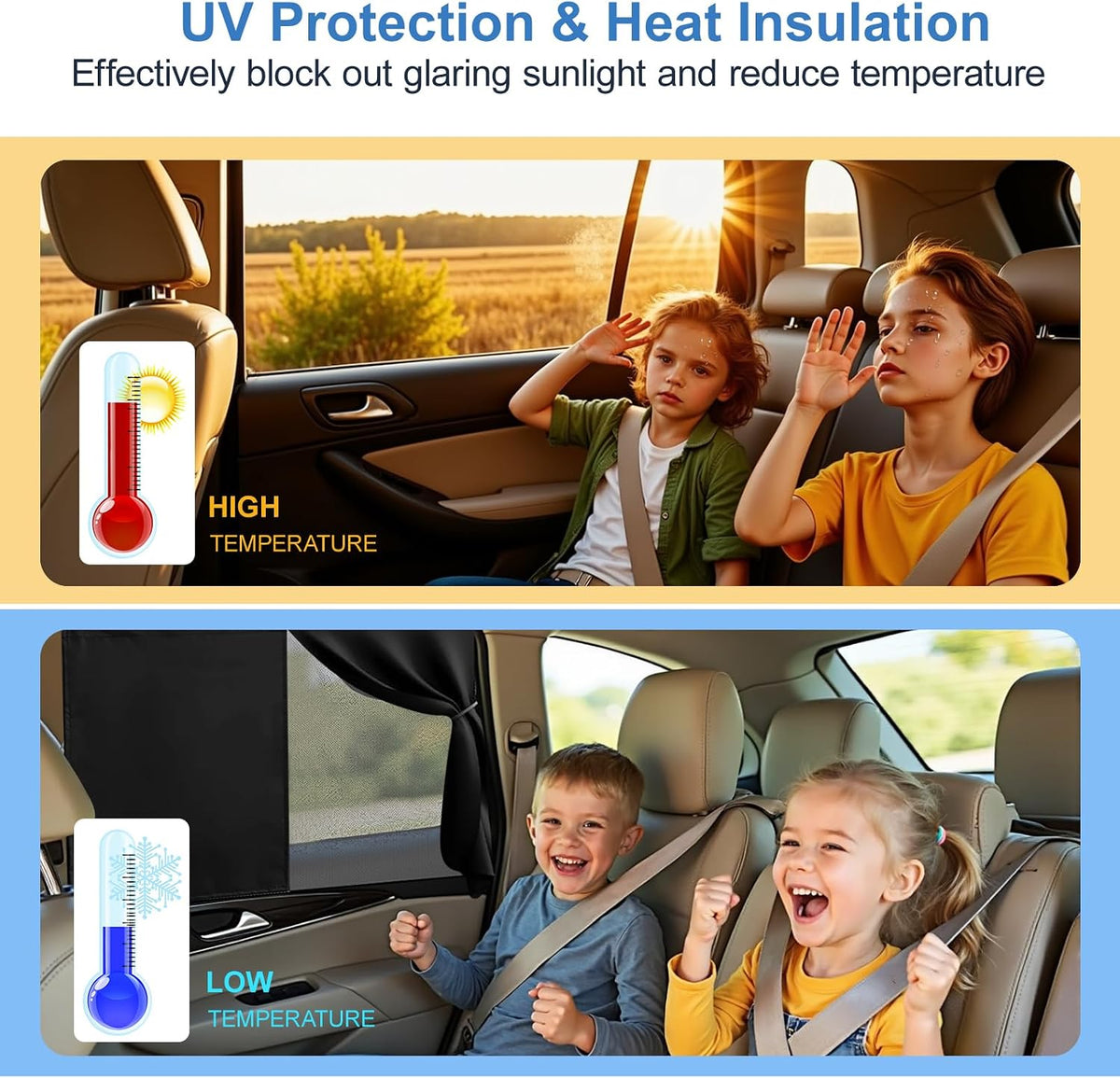 Magnetic Car Window Shades,2Pcs Side Window Sun Shade with 7 Strong Magnets