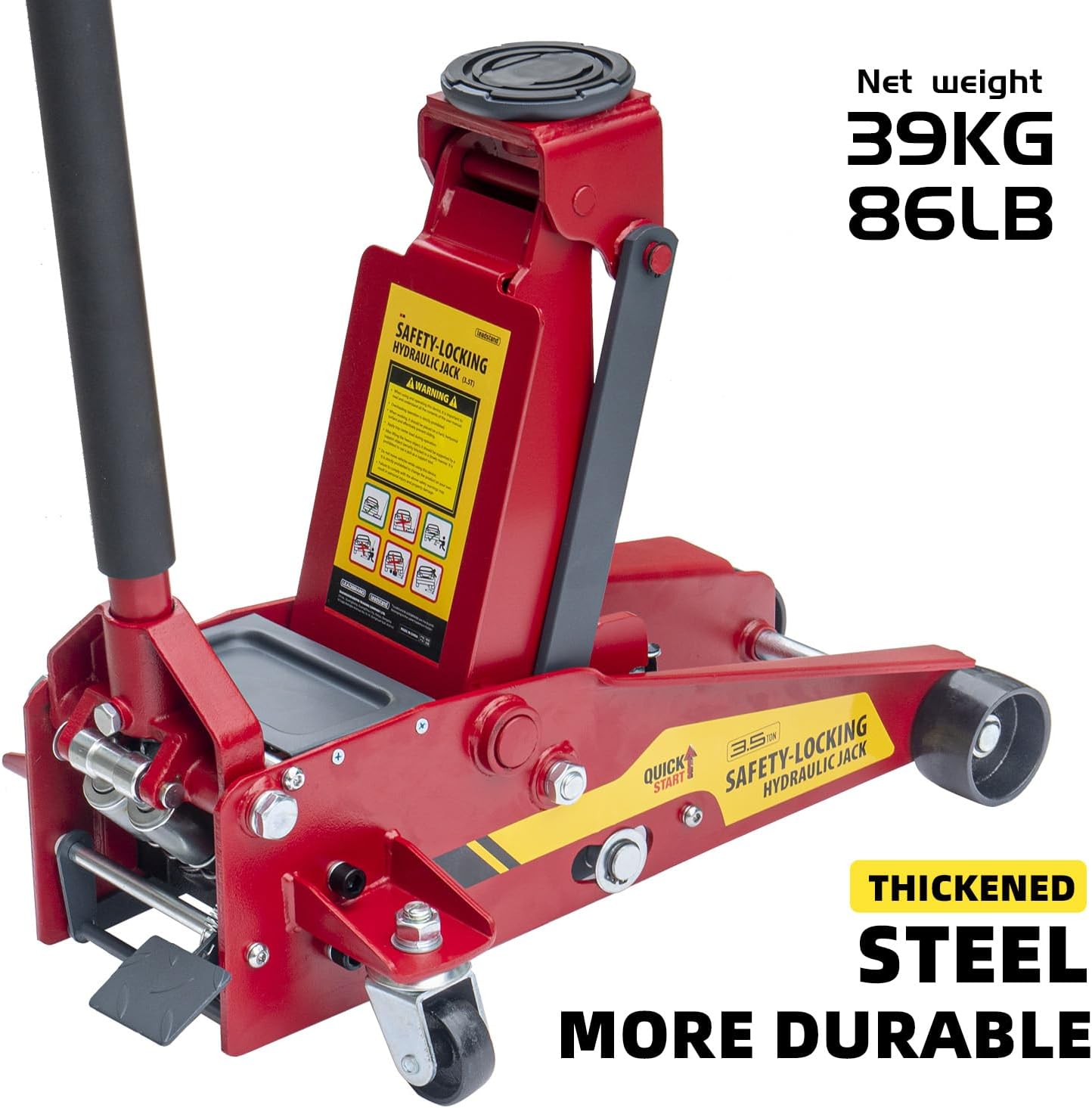 【Upgraded】 Safety Floor Jack System 3.5 Ton (7000 lbs) Automatically Locking After Lifting for Double Safety 2-in-1 Hydraulic Jack with Integrated Jack Stand Quick Lift for Car, SUV, Truck & Garage