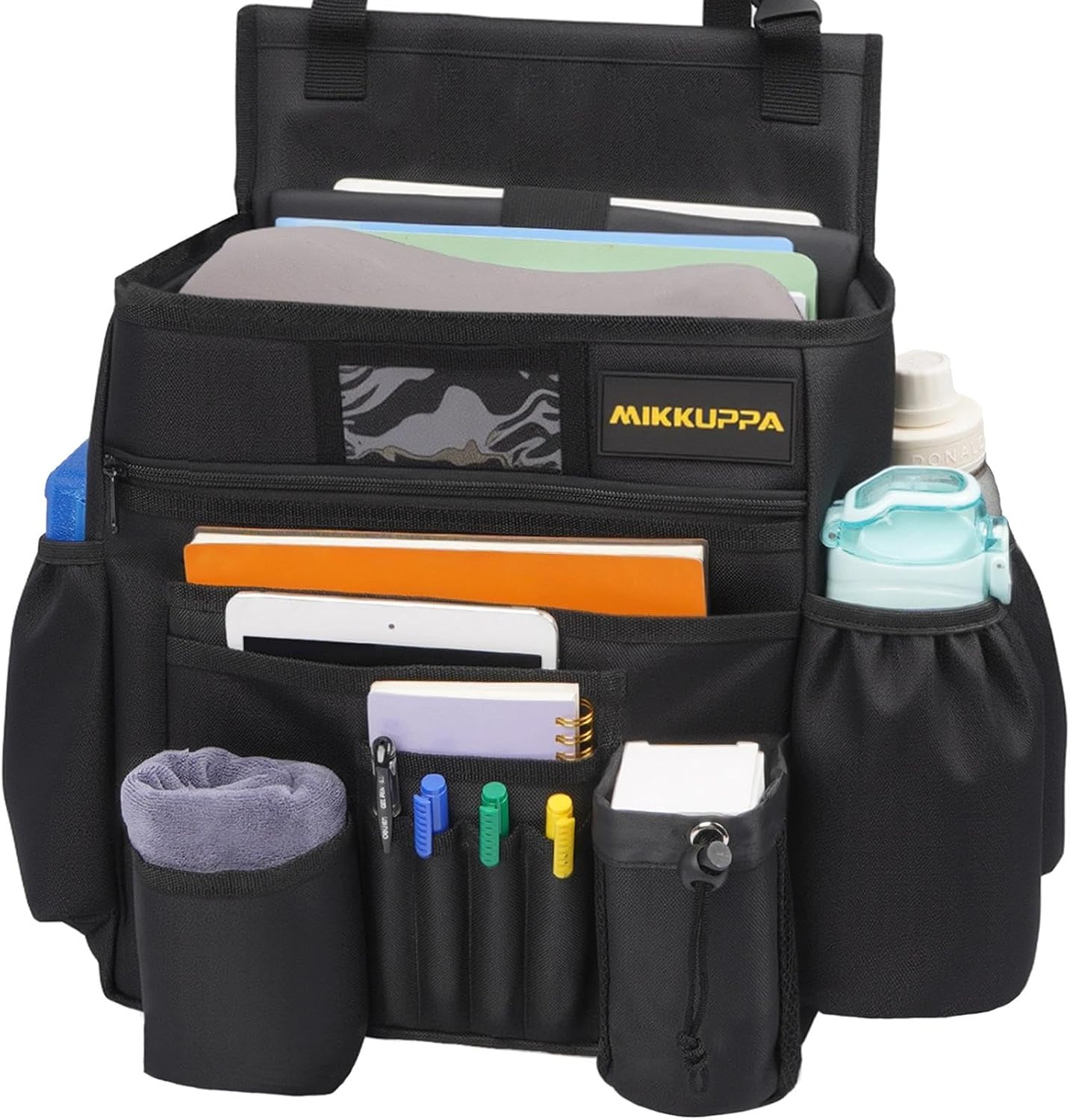 MIKKUPPA Car Front Seat Organizer - Upgraded Enlarged Passenger Seat Organizer with Dedicated Laptop Tablet Storage & Cup Holder, Suitable for Car File Organizer & Patrol Bag Law Enforcement