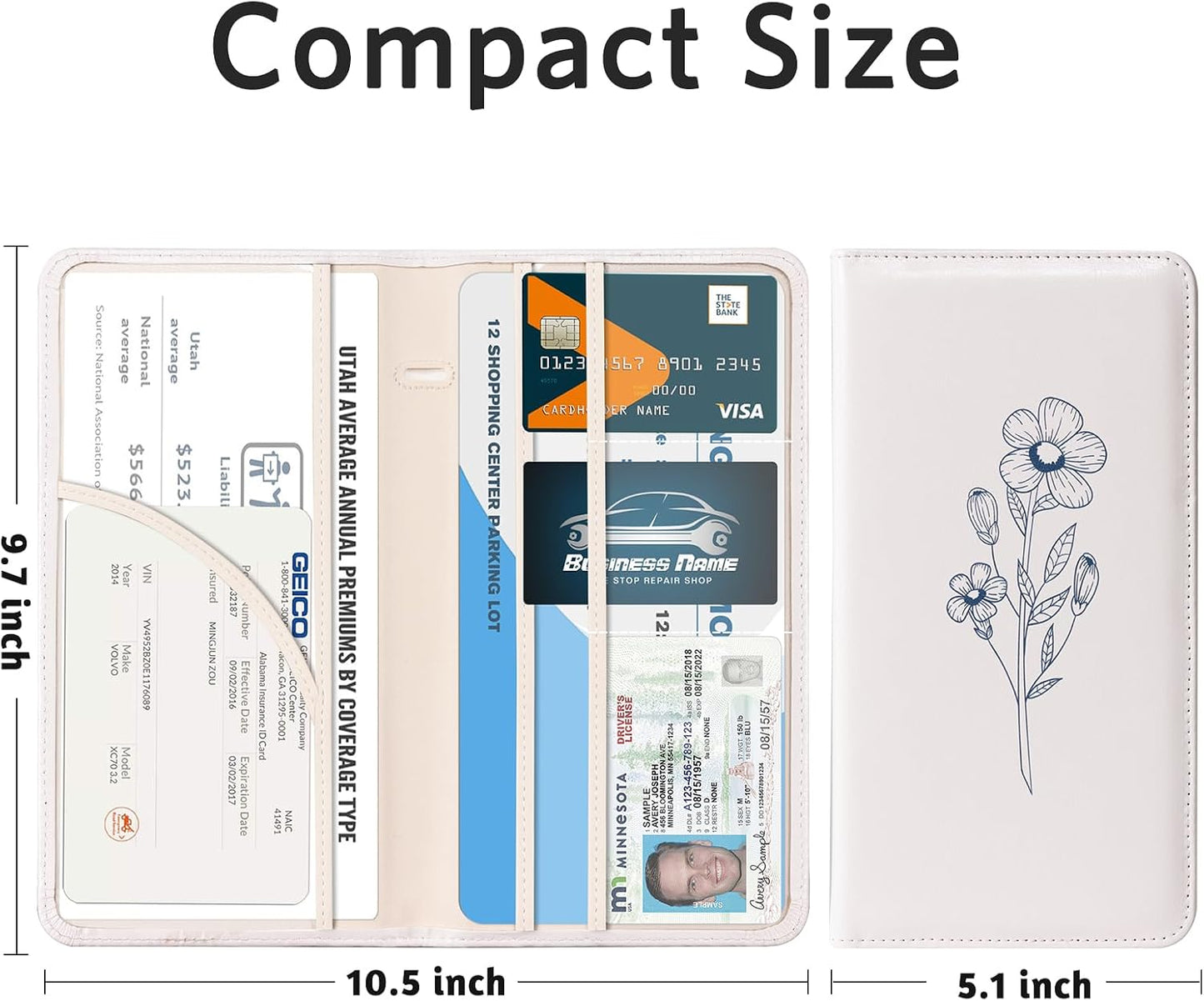 CoBak Car Registration and Insurance Holder | Vehicle Glove Box Organizer, Auto Truck Compartment Document Case with Magnetic Closure for Insurance & Driver License