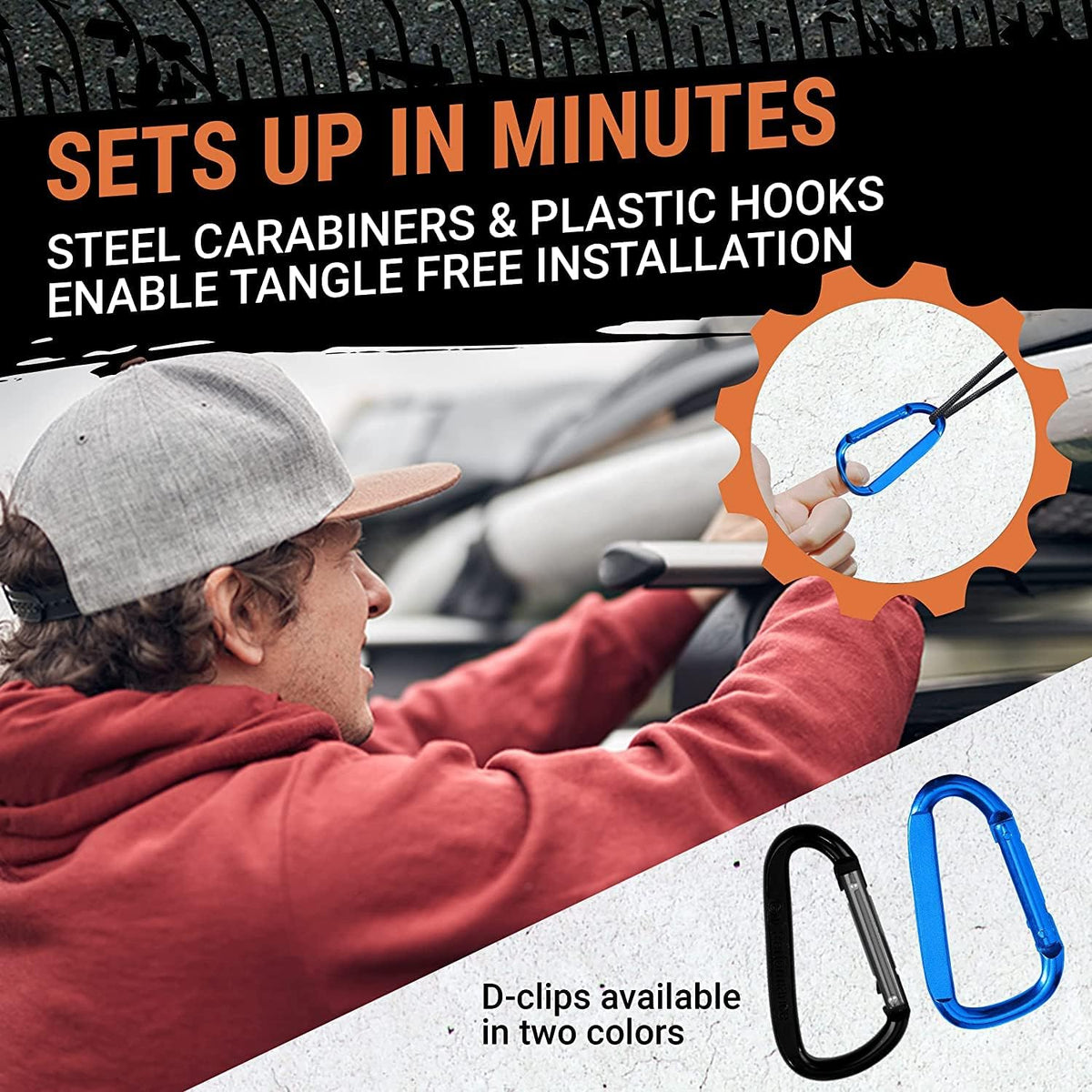 Truck Bed Cargo Net – 3 x 4 Foot, Heavy-Duty Elastic Mesh with 12 Hooks and 12 Blue Clips and Storage Bag for Pickup for Cargo Netting, Securing Loads in Trailers, SUVs & Roof Racks