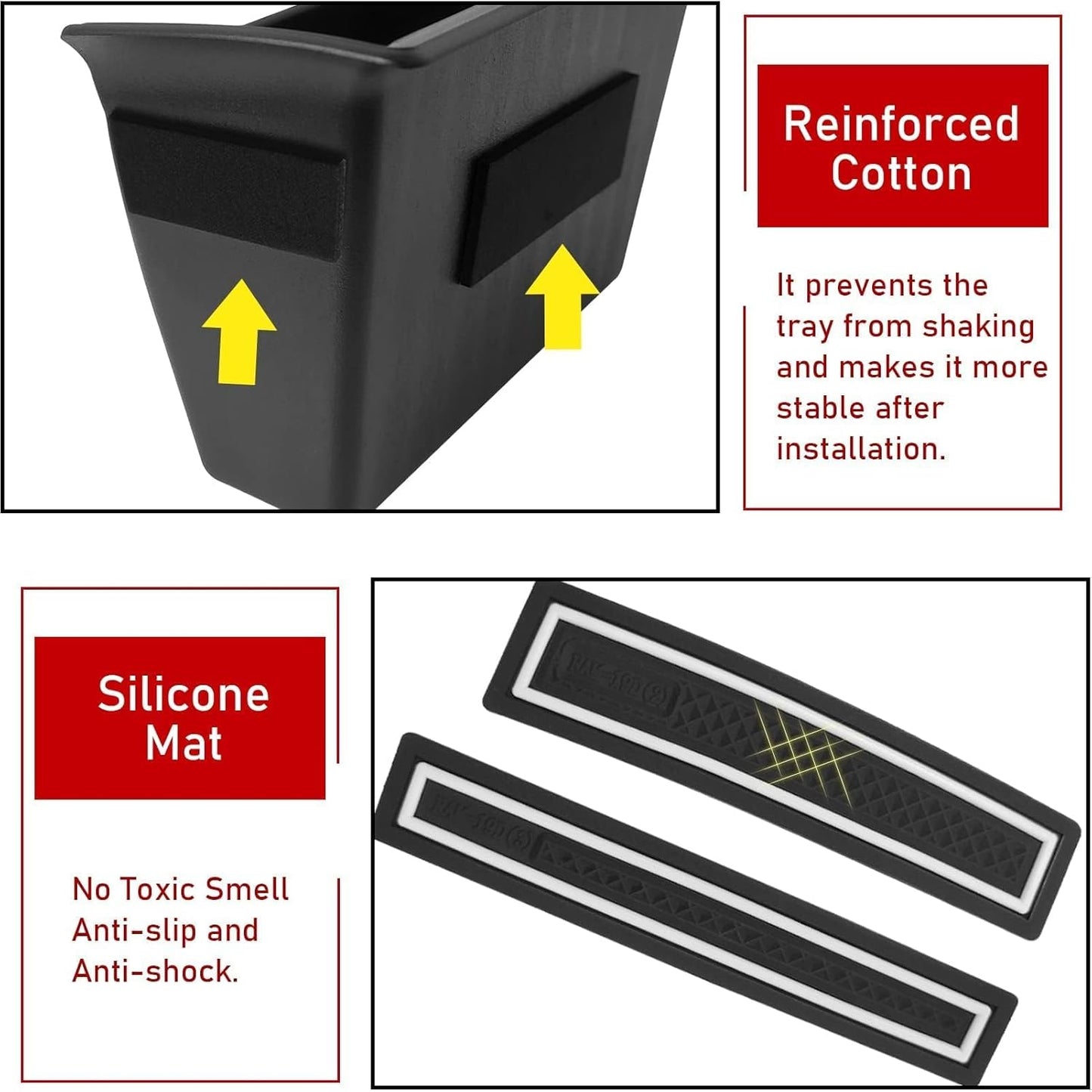 TTCR-II for Ram 1500 Door Side Organizer Tray 2019 2020 2021 2022 2023 2024 2025 2026, for Ram 1500 Door Pocket Insert 4 Pcs with White-Lines Mats (Does not fit 2500 3500)