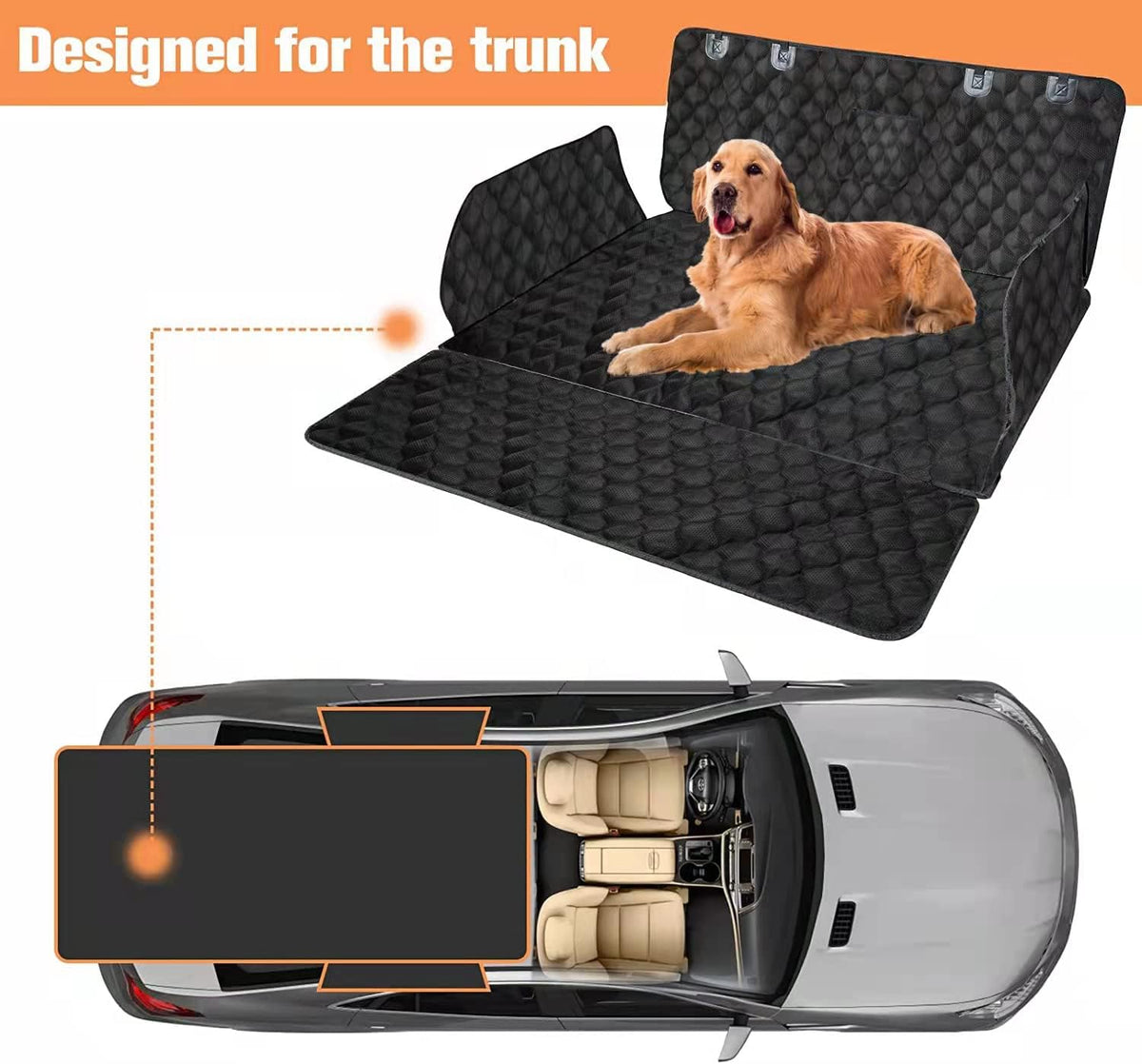 PETICON SUV Cargo Liner for Dogs, Trunk Cover with Bumper Flap Protector