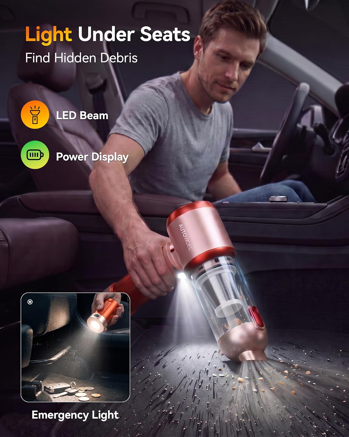 Cordless Handheld Car Vacuum Cleaner 22000PA with Removable Battery