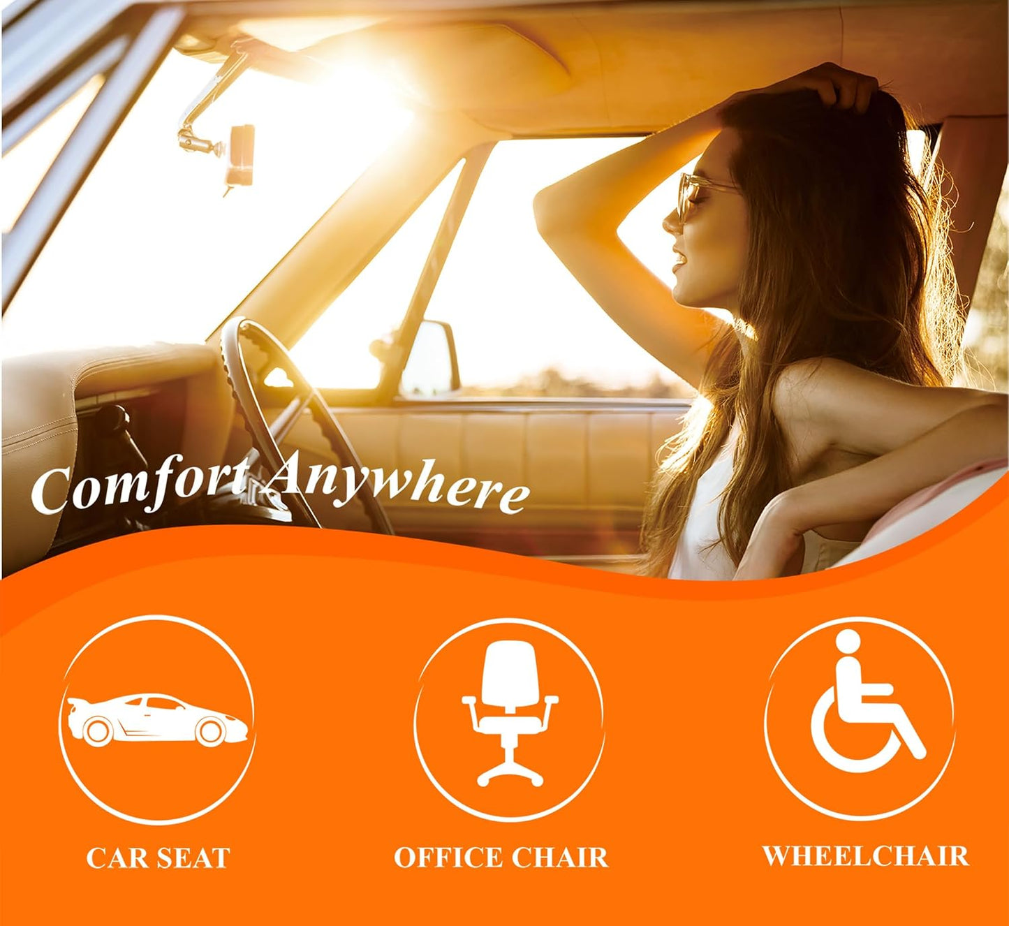 kingphenix Premium Car Seat Cushion, Memory Foam Driver Seat Cushion to Improve Driving View- Coccyx & Lower Back Pain Relief - Seat Cushion for Car, Truck, Office Chair (4D Mesh Black)