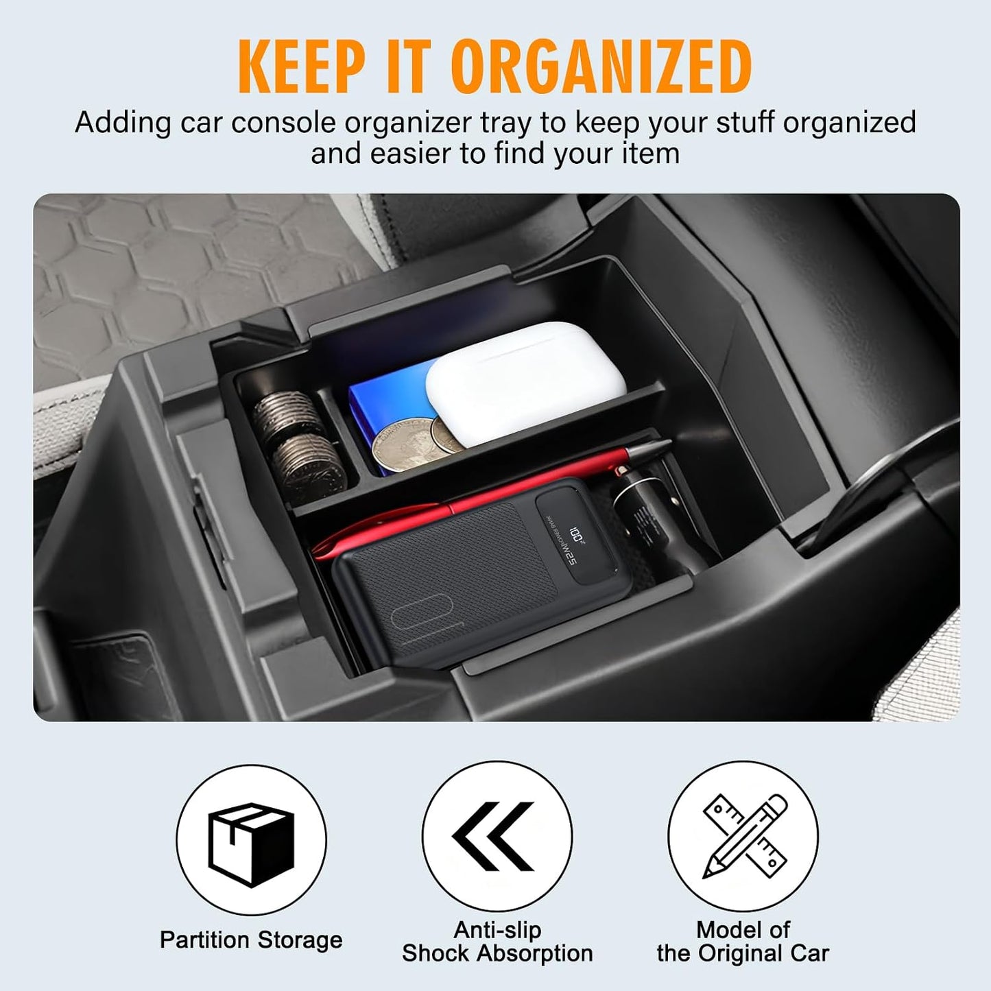 Center Console Organizer for 2025 2026 Subaru Forester Premium Sport Limited Touring Accessories, ABS Armrest Storage Box Tray Organizer Insert for 2025 Subaru Forester Accessories