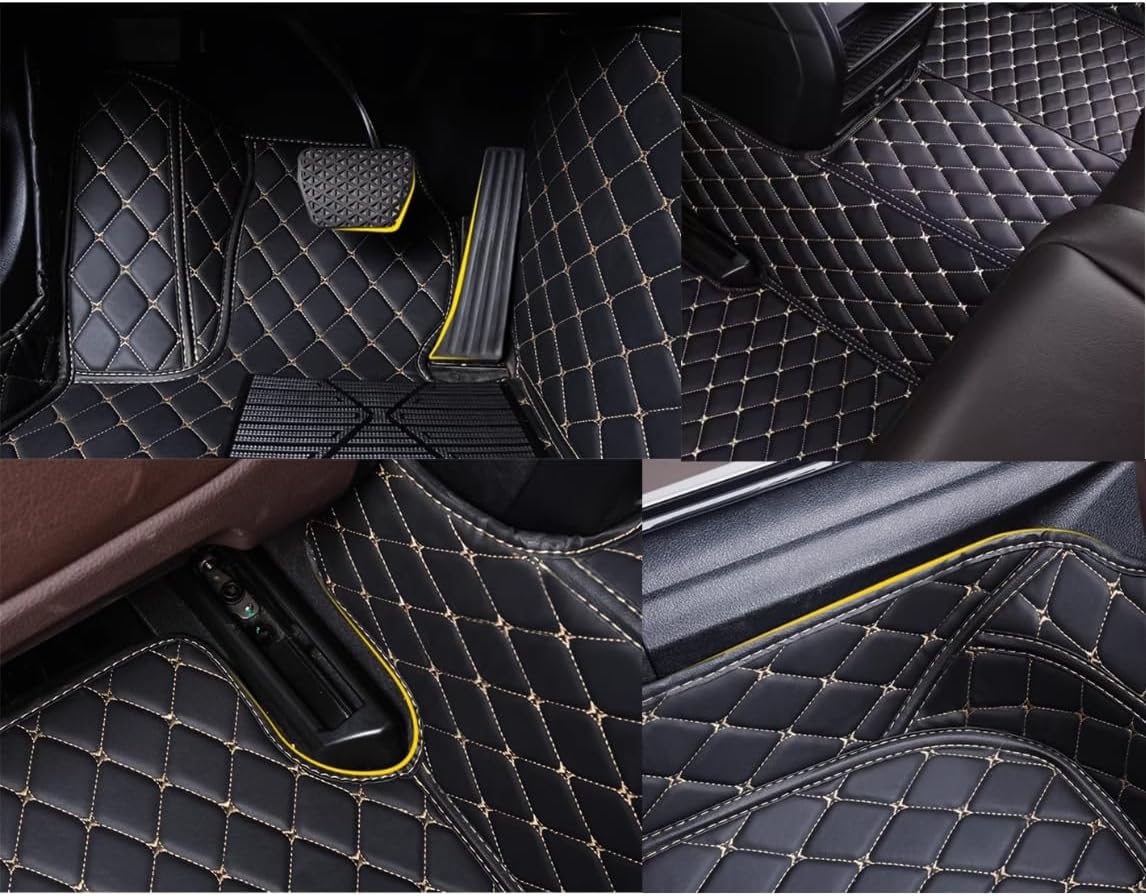 Custom Personalized Floor Mats for Cars，Luxury Full Coverage All Weather Car Floor Mats，Anti-Slip Leather Car Mat Set ，Custom Floor Mats for 99% of Cars, Trucks & SUVs (Pure Black)