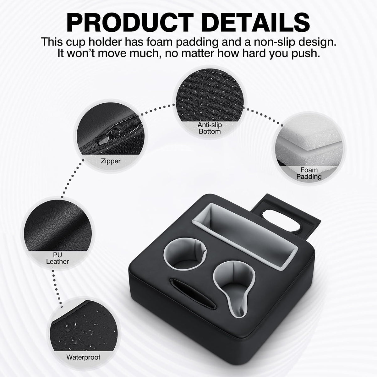 Autorder Back Seat Cup Holder for Car, Couch Cup Holder, Car Truck Boat RV Organizer, Holds Coffee Cups, Books, Phones, Remote Controls - PU Leather Black