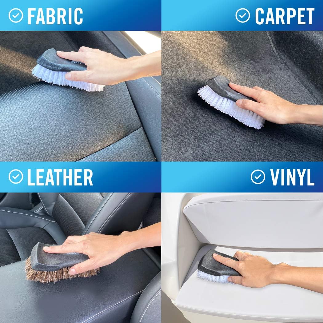 Upholstery Brush Set, Carpet and Car Cleaning Brushes, Horsehair Detailing Brush for Upholstery Cleaner, Leather, Interior, Boat, Couch, and Sofa Cleaning