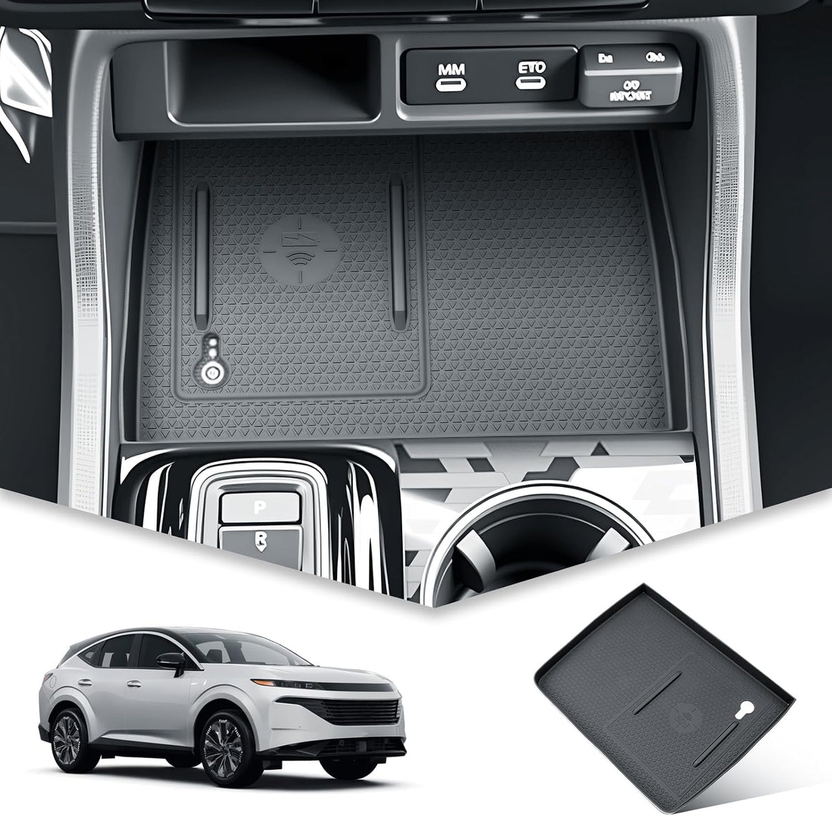 BIBIBO for 2026 Honda Passport Wireless Charging Mat 2026 Honda Passport (RTL/TrailSport Elite/TrailSport) Center Console Charging Mat 2026 Passport Console Insert Organizer 2026 Passport Accessories