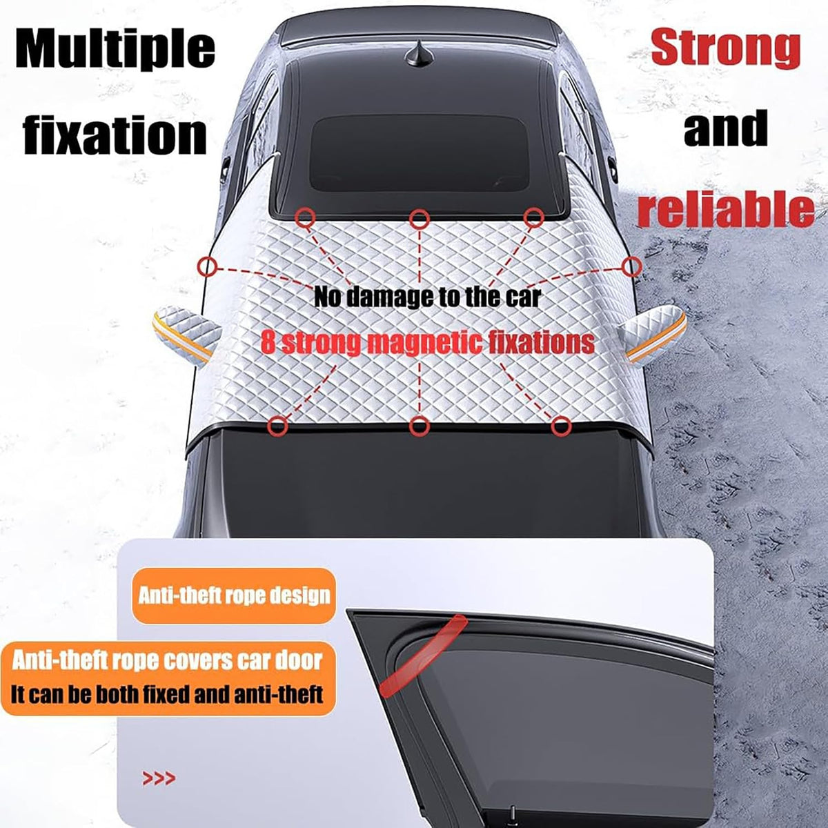 Winter Windshield Cover for Infiniti QX QX30 QX50 QX55 QX56 QX60 QX70 QX80, Protects from Snow Ice and Frost Magnetic Windshield Cover with Mirror Covers Windshield Snow Cover,M Style