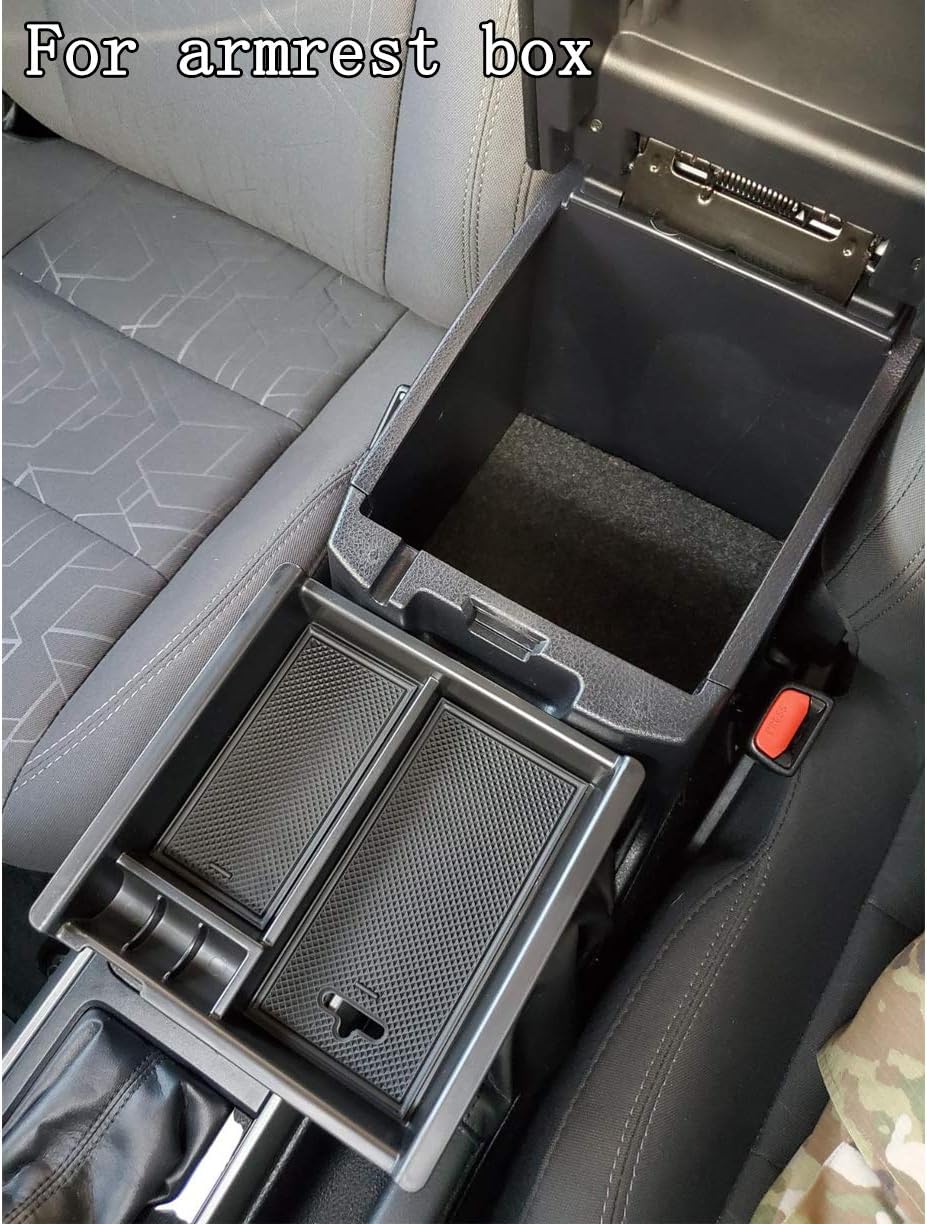 JKCOVER Center Console Accessory Organizer Compatible with Toyota Tacoma 2016 2017 2018 2019 2020 2021 2022 2023, ABS Material Box Insert Tray (Black trim)