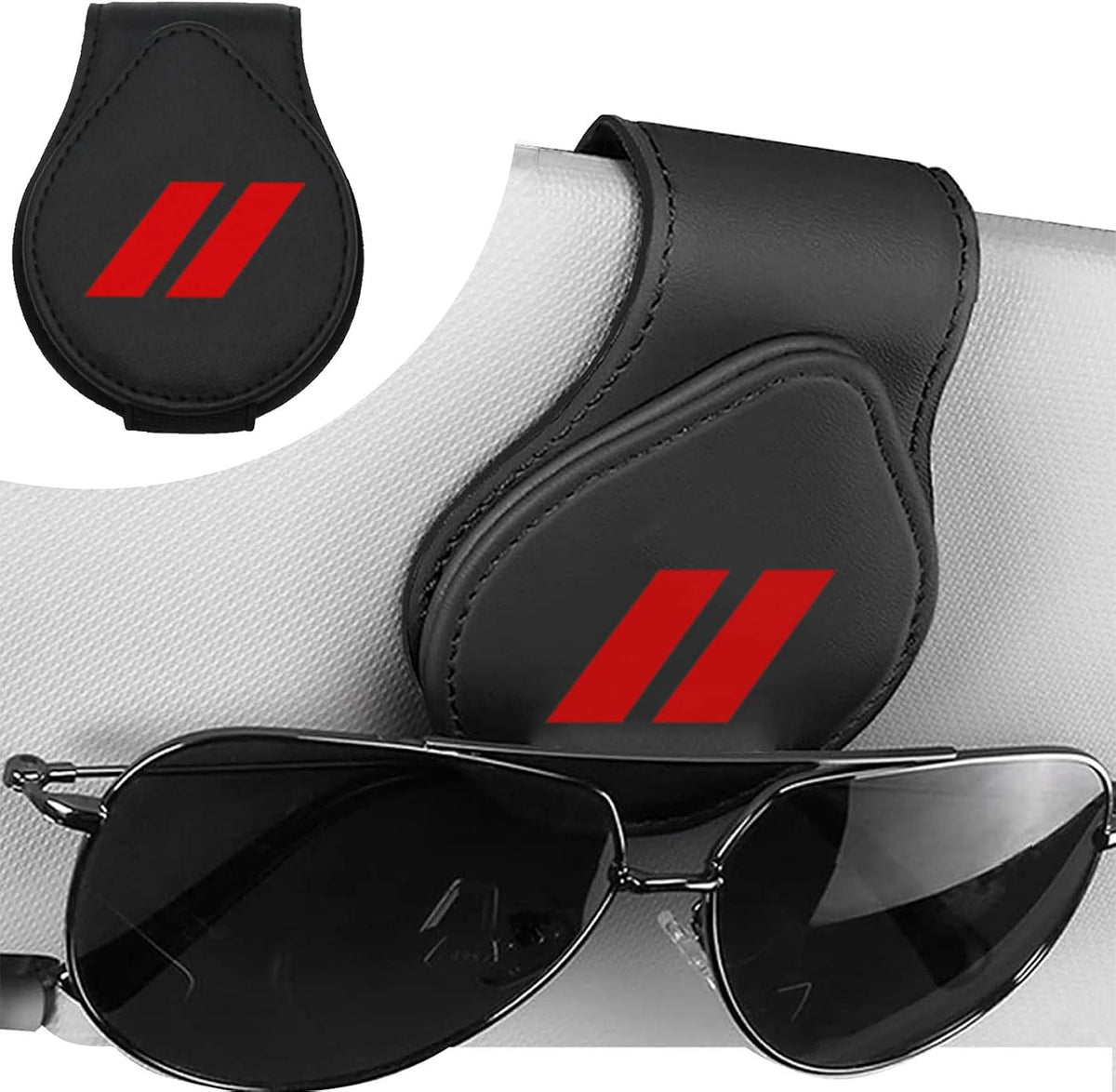 Sunglasses Holders for Car Visor Compatible with Dodge Charger Challenger Durango Car Accessories Magnetic Leather Glasses Eyeglass Clip Car Visor Accessories (//)