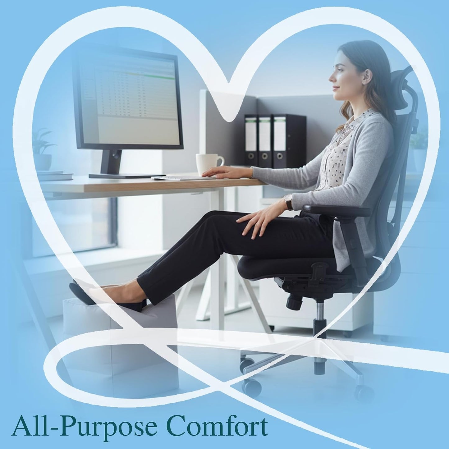 Inflatable Foot Rest for Airplane – 3-Layer Adjustable Travel Foot Rest for Long Flights, Plane Foot Rest & Airplane Leg Rest, Portable Footrest for Plane Travel, Kids & Adults(16.5" × 9.8" × 18.9")