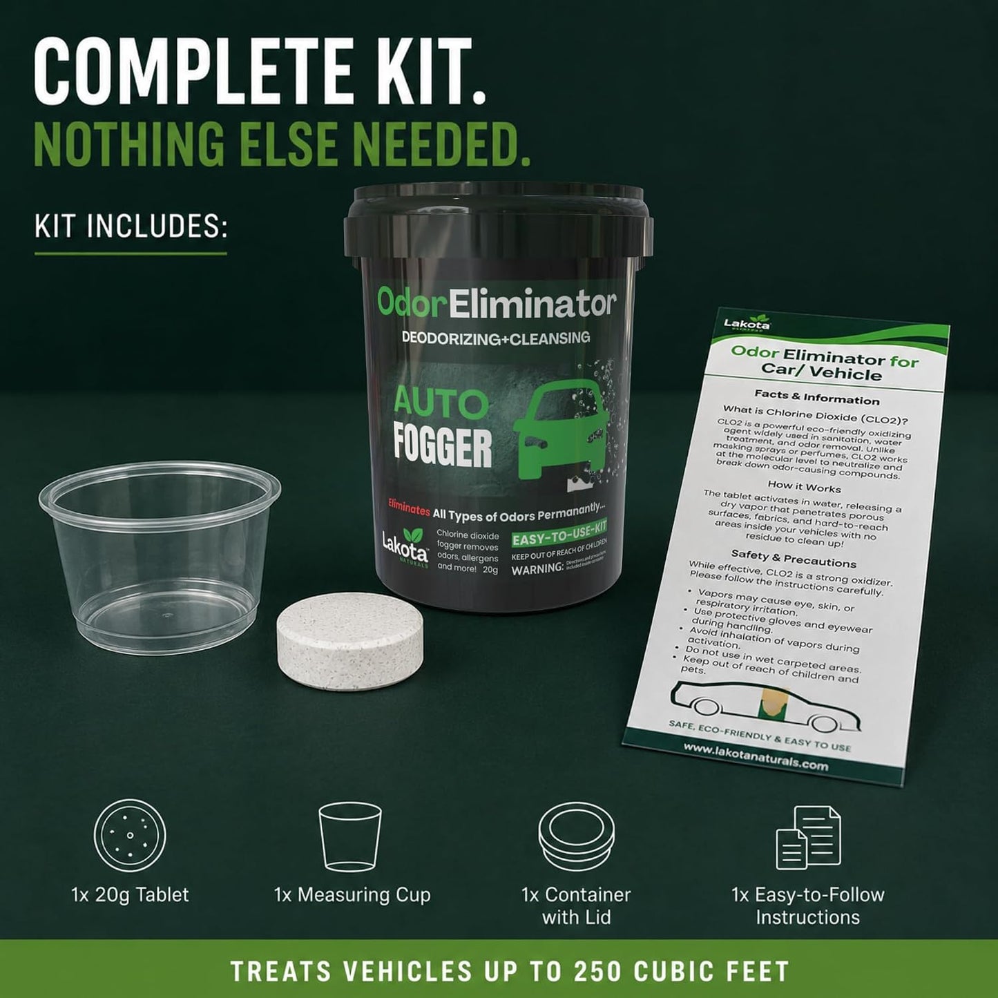 Chlorine Dioxide Fogger Deodorizing Kit, Car Bomb Odor Eliminator, Smoke Smell Remover For Car, Scent Bomb Air Freshener & Deodorizer. Easy to Use Kit Eliminates All Kinds of Odors!