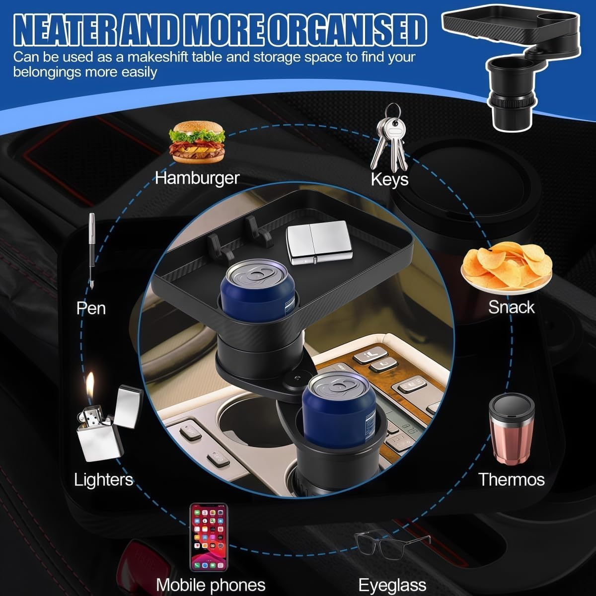 Car Cup Holder Tray Compatible with Hyundai Tucson 2009-2024