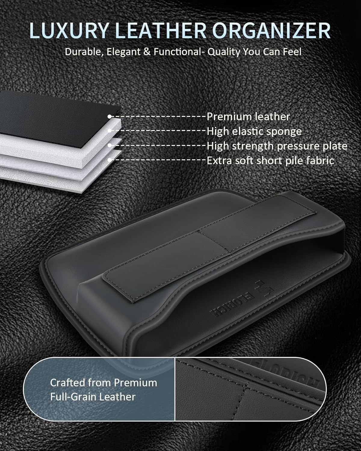FLORICH Car Seat Gap Filler Organizer, Premium Leather Car Gap Filler for Car, Car Seat Organizer and Storages Between Seat Car Gap Filler Universal Fit for Car SUV Truck