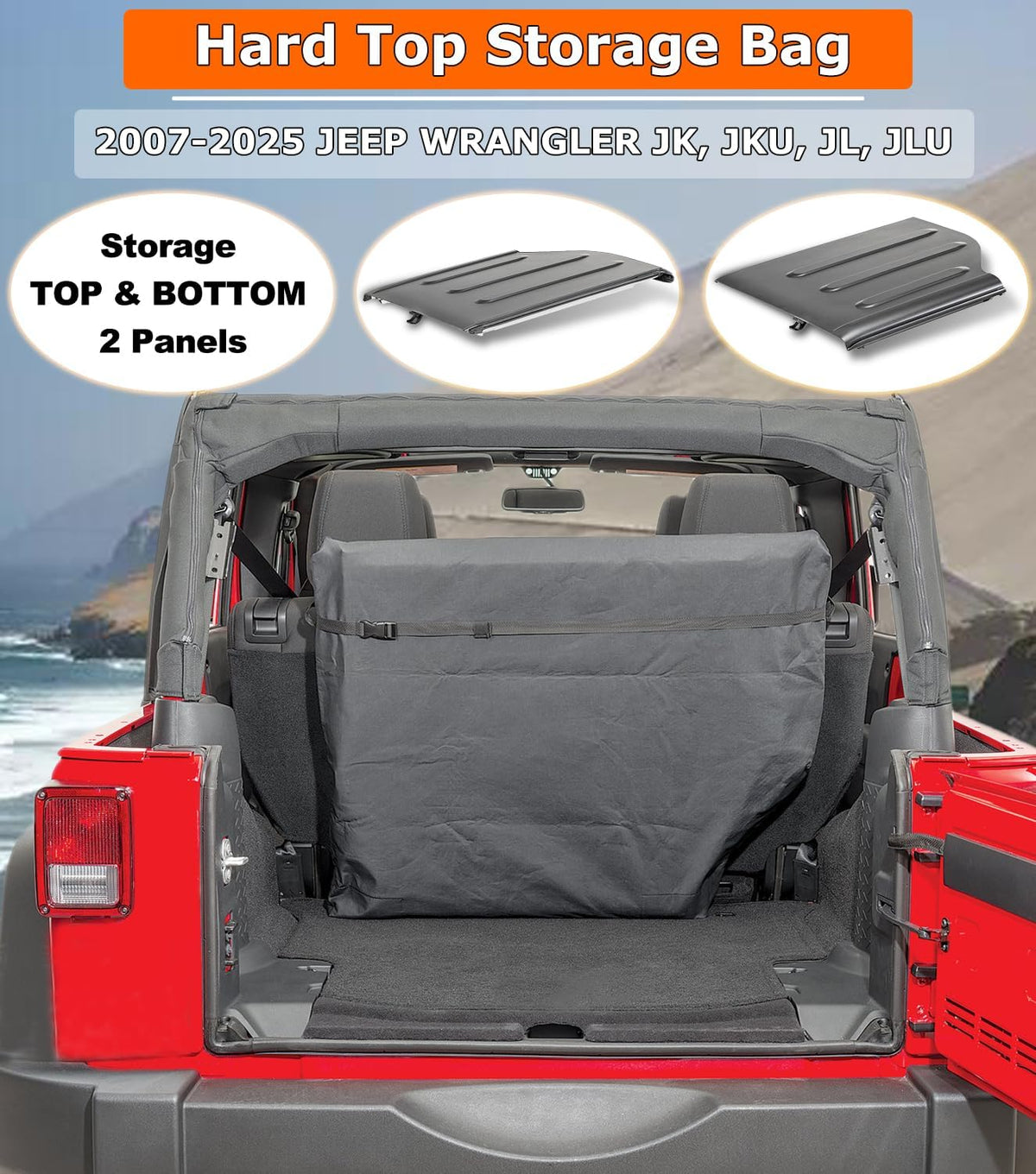 For Jeep Freedom Panel Storage Bag Top Storage For 2007-2027 Jeep Wrangler
