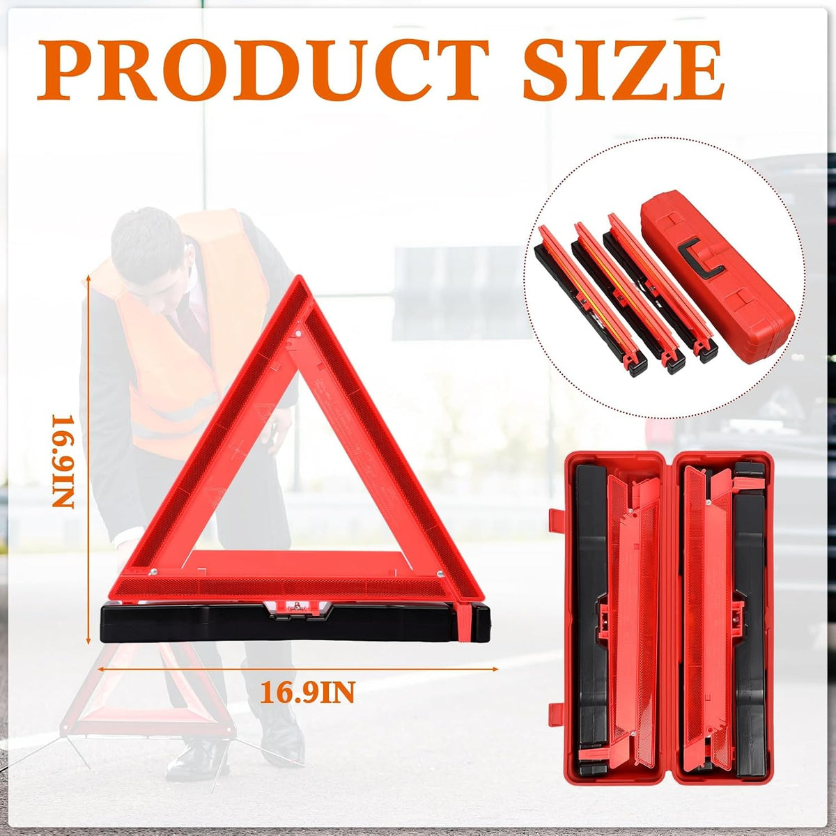 Kanayu 9 Pcs Warning Triangles Dot Reflective Foldable Emergency Safety