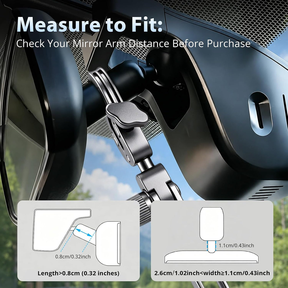 Aluminum Rearview Mirror Clip-On Universal Car Phone Mount