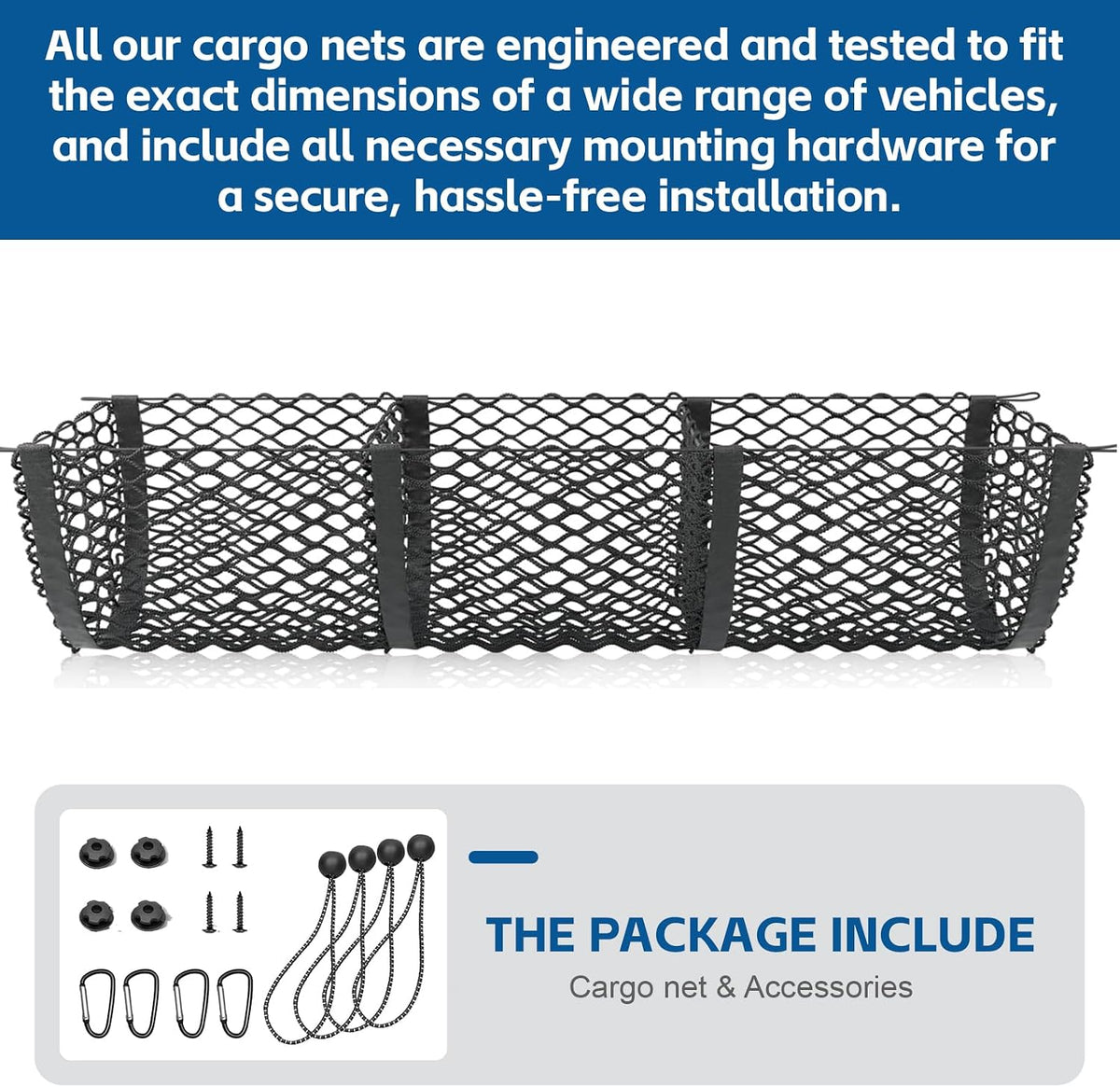 3 Pockets Truck Bed Cargo Net for Most Pickup Toyota Ford Dodge GMC Sierra Chevy Silverado Heavy-Duty Elastic Truck Organizer & Storage Grocery Holder Pickup Tailgate Netting -51.18"x 11.8"