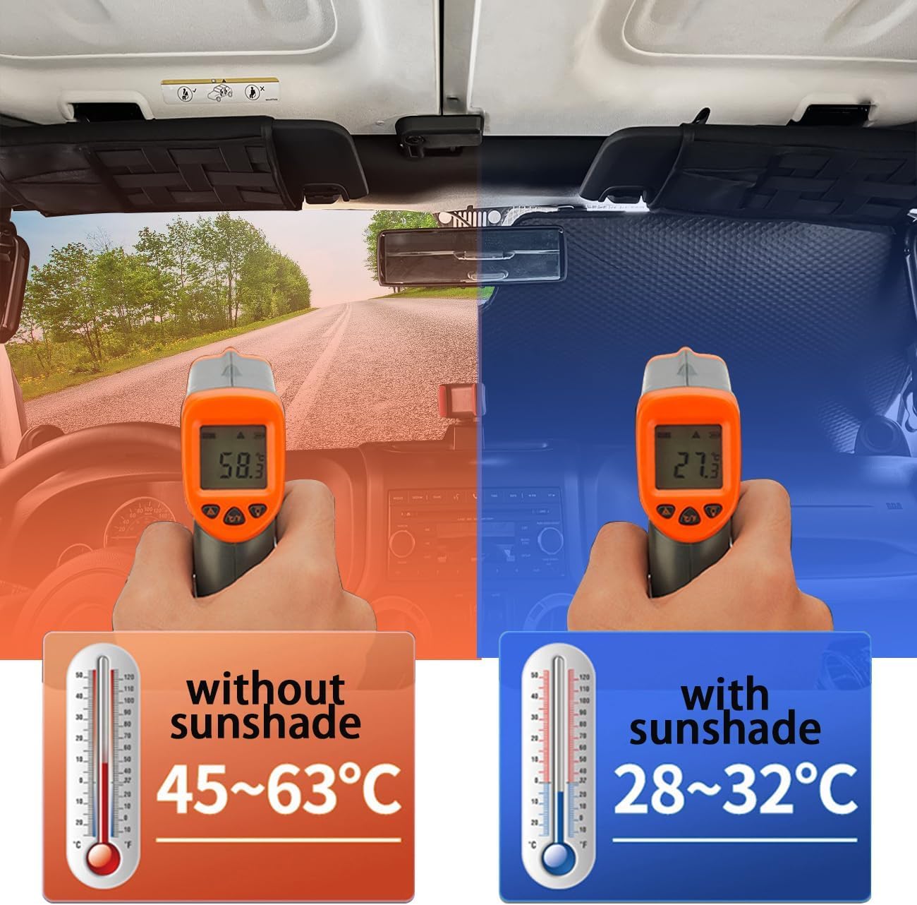 Windshield Sun Shade for Jeep Wrangler TJ JK JL & Gladiator JT 2/4 Door,Duck Sun Shade,Sunshade Windshield for Jeep Wrangler