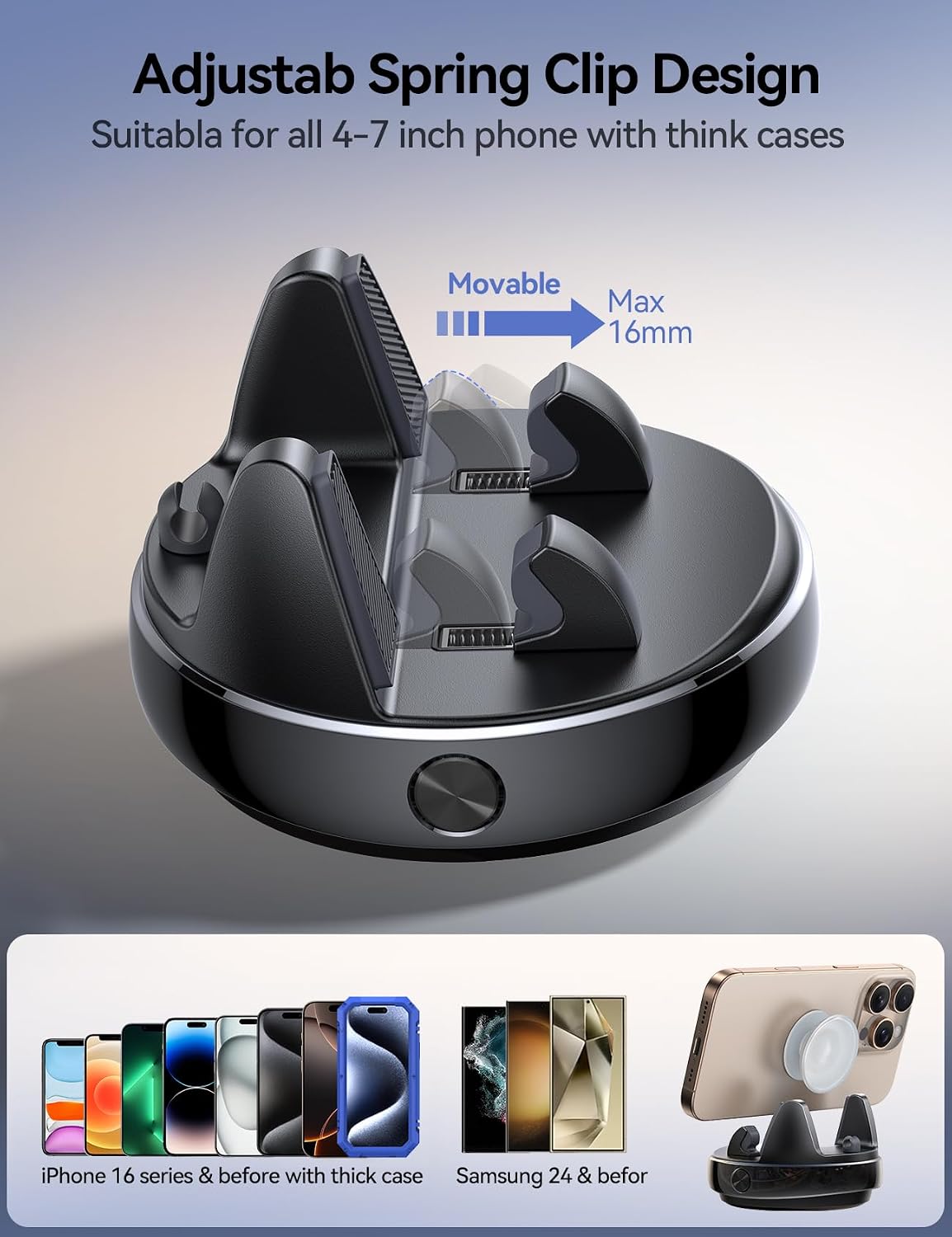 Car Phone Holder, 360° Adjustable & Avoid Sun Glare Dashboard Phone Holder