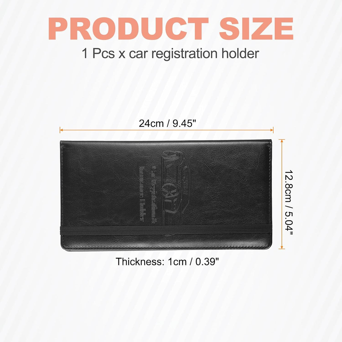 HARFINGTON Car Registration and Insurance Holder 9.45" x 5.04" PU Leather Vehicle Glove Box Organizer Storage Accessories Men Women Car ID Holder for License ID Card Bank Card, Black