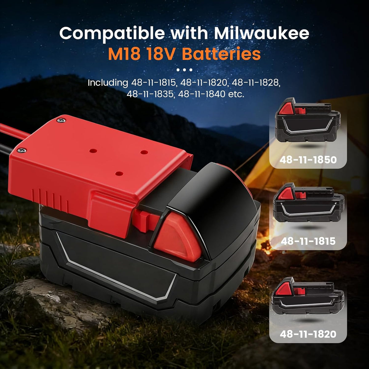 8AWG Jumper Cables Alligator Clips Compatible with Milwaukee M18 18V Batteries,2FT Heavy Duty Tinned Copper Wire Built-in 35A Fuse+Extra 60A Fuse, Automotive Booster Cable for Car Truck ATV Lawn Mower