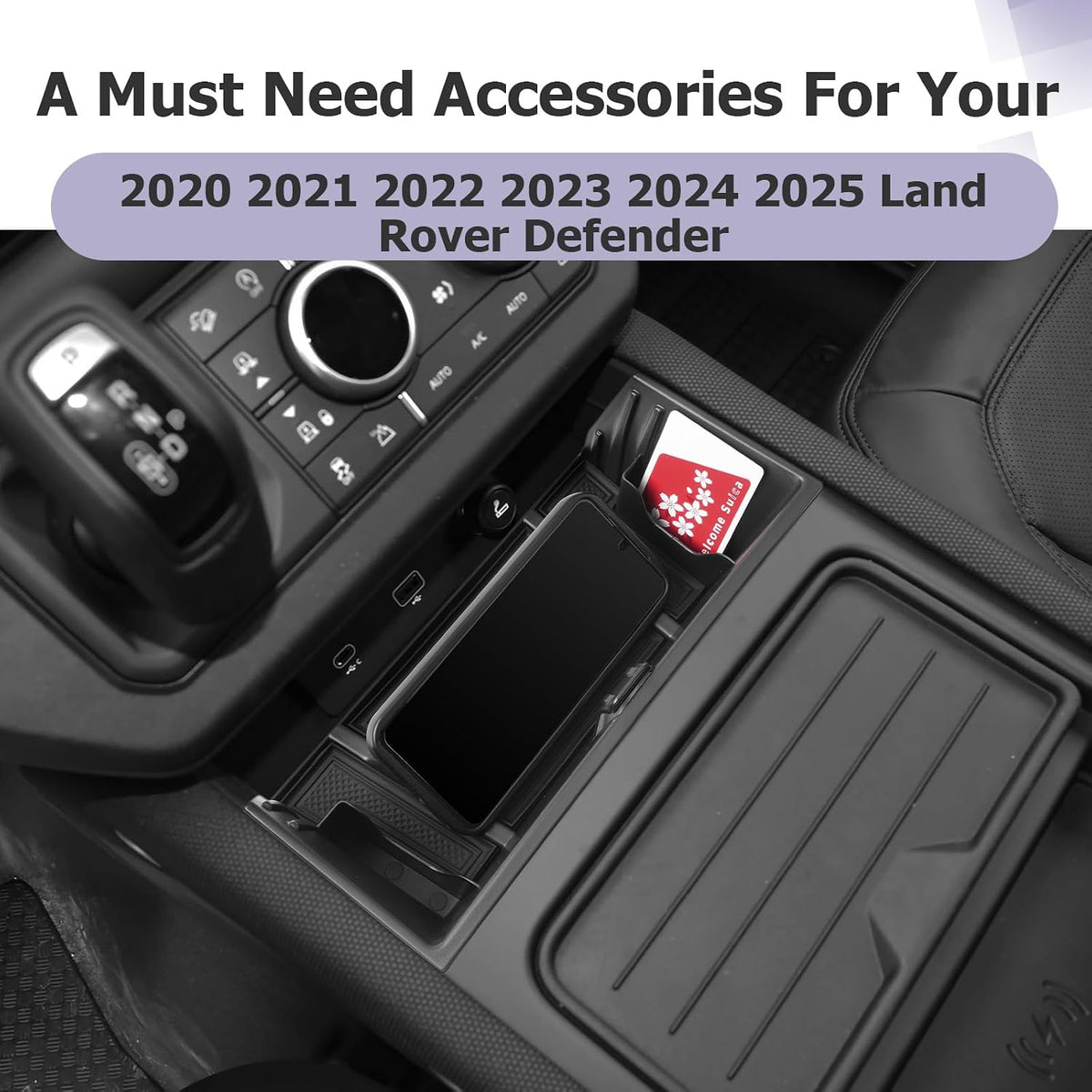 LUWU 2025 Defender Under Screen Organizer Compatible with 2020 2021 2022 2023 2024 2025 Land Rover Defender Accessories Center Console Organizer Armrest Console Organizer Insert Tray