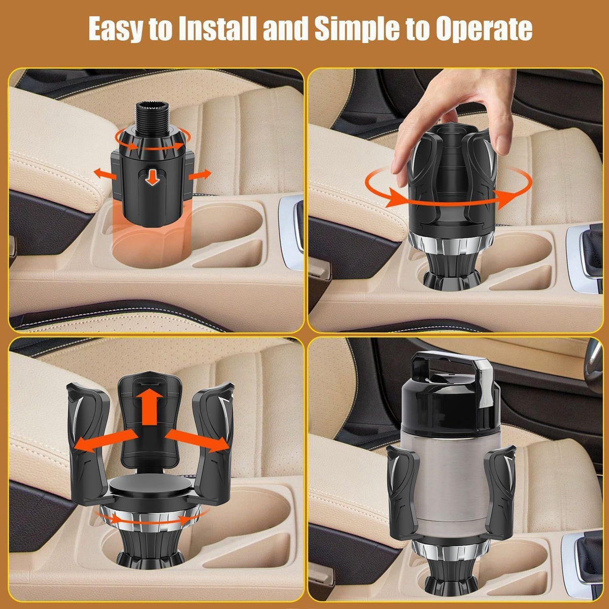 Car Cup Holder Expander, Adjustable 2-in-1 Vehicle Drink Holder Organizer with Non-Slip Base, Universal Fit for Cars, SUVs, Trucks