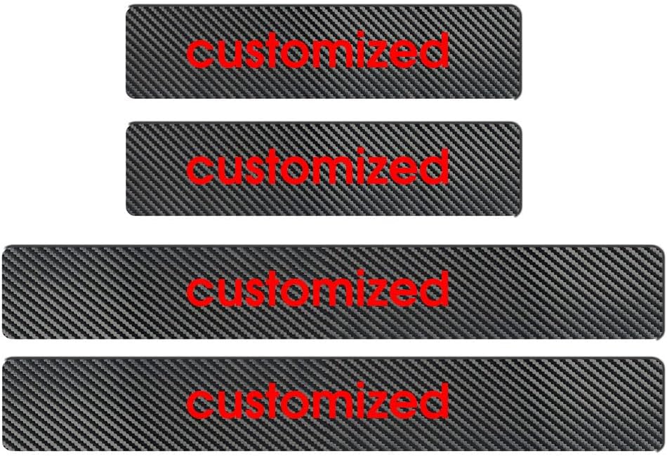 Red Customized Model For Subaru Crosstrek Forester Impreza Outback Ascent Carbon Fiber Style Leather Door Sill Protector Scuff Plate Cover Guard Sills Protector Trim,Welcome Pedal Protect 4PCS