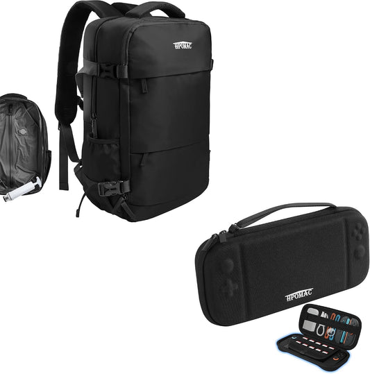 Vacuum Compression Backpack, Carry-On Size Travel Backpack with Vacuum System and Pump & Nintendo Switch 2 Carrying Case, Slim Hard Shell Travel Case