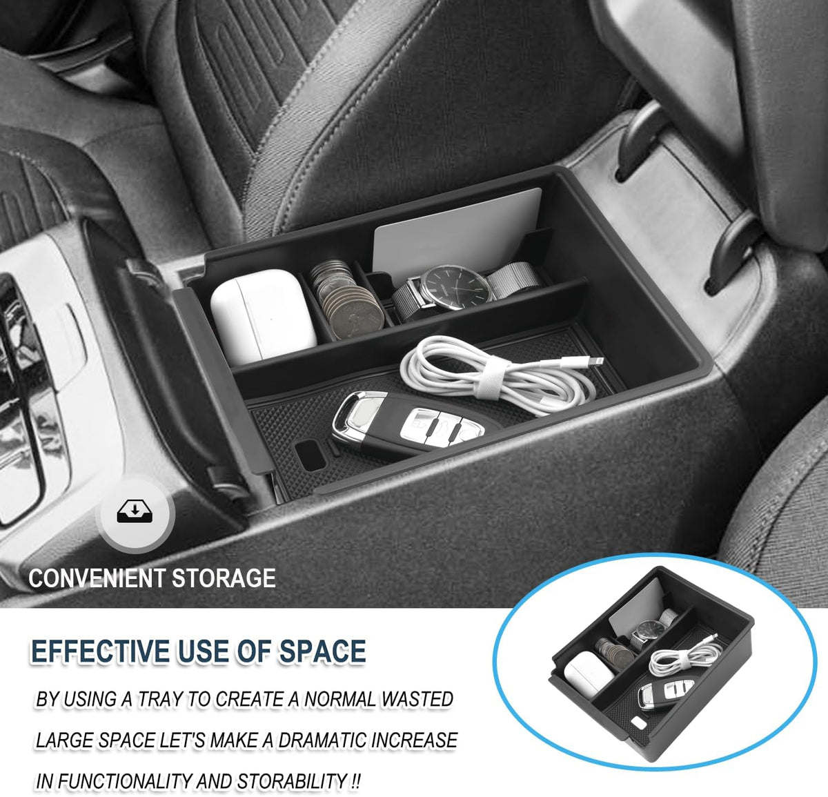 Ruiya 2025 2026 Tucson Center Console Organizer for 2026 Hyundai Tucson Accessories Armrest Console Box Compatible with 2022-2025 2026 Hyundai Tucson Automatic Transmission(Not for Limited/Hybrid)