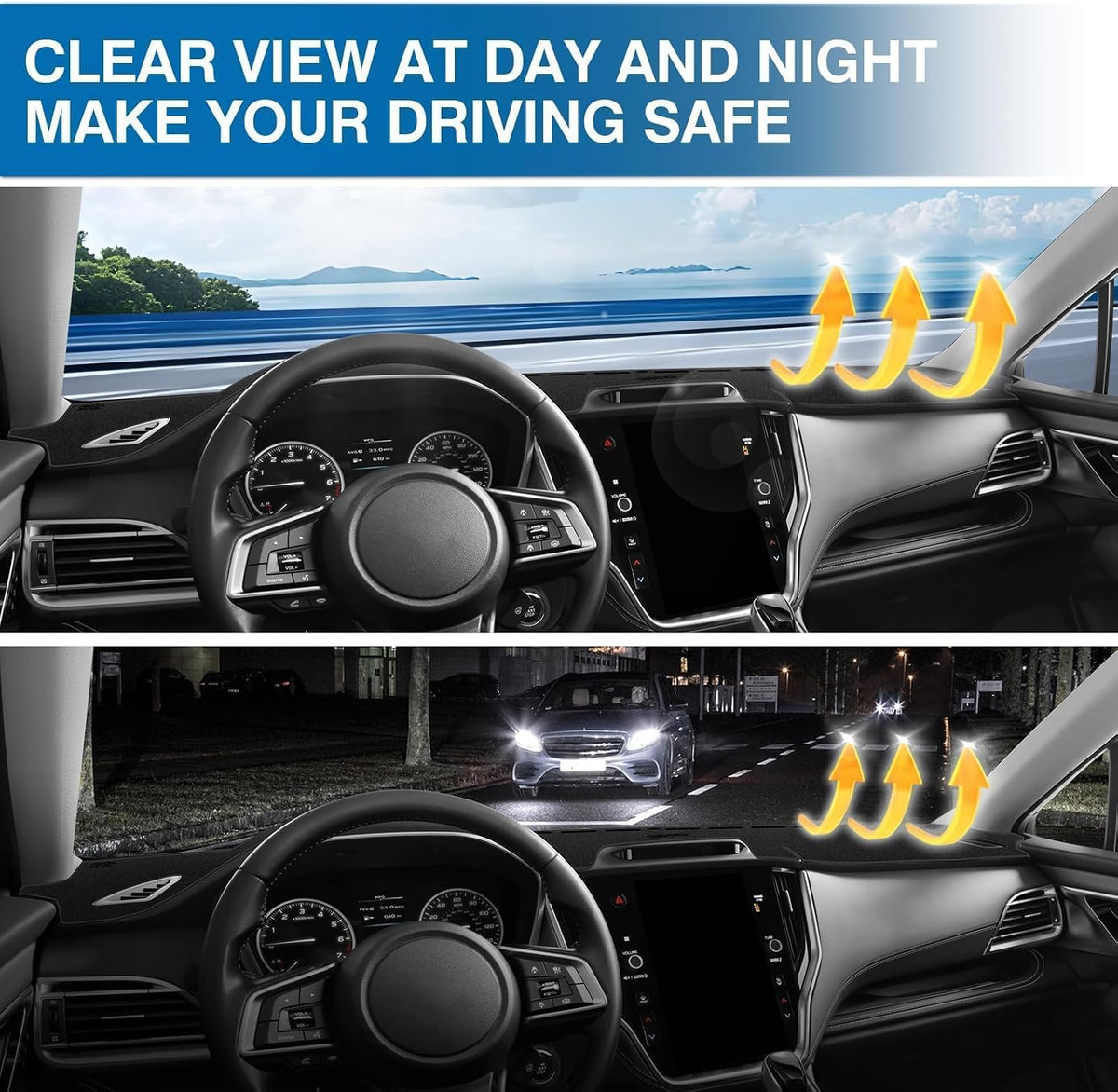 KUST Black Dash Cover for Subaru Outback 2020 2021 2022 2023 2024 2025 Left Hand Driving Dashboard Cover Polyester Dash Mat Non-Slip Interior Accessories for Subaru Outback No Glare