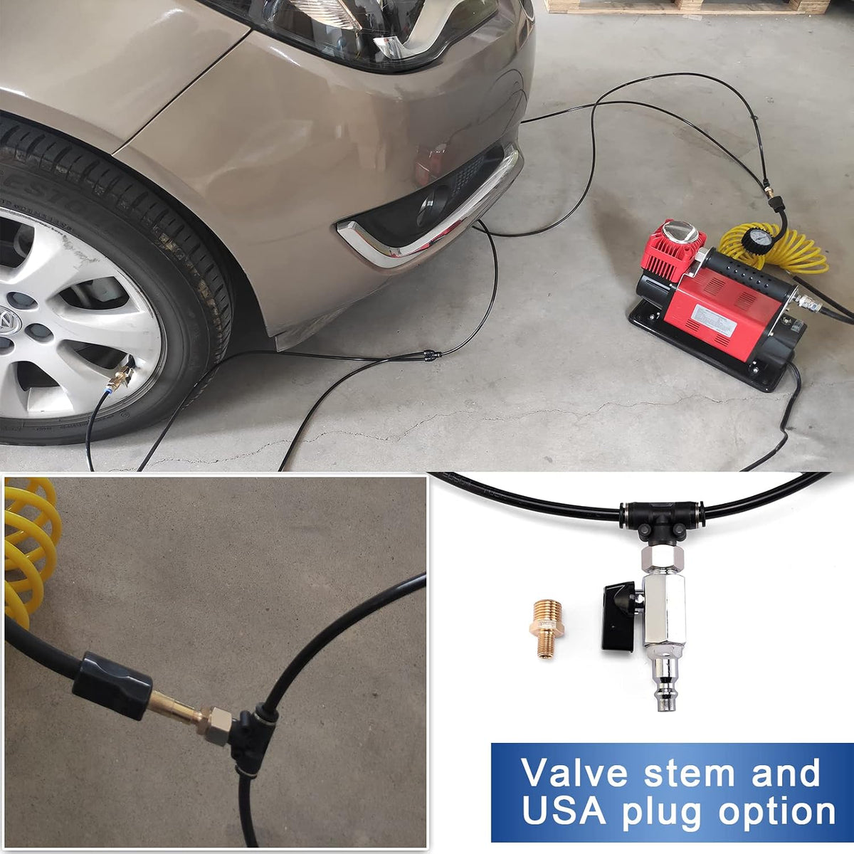 4 Way Tire Inflation System with Closed Flow Chuck for Car Trucks Off Road Vehicles-Compatible with HPA Tanks and Compressors