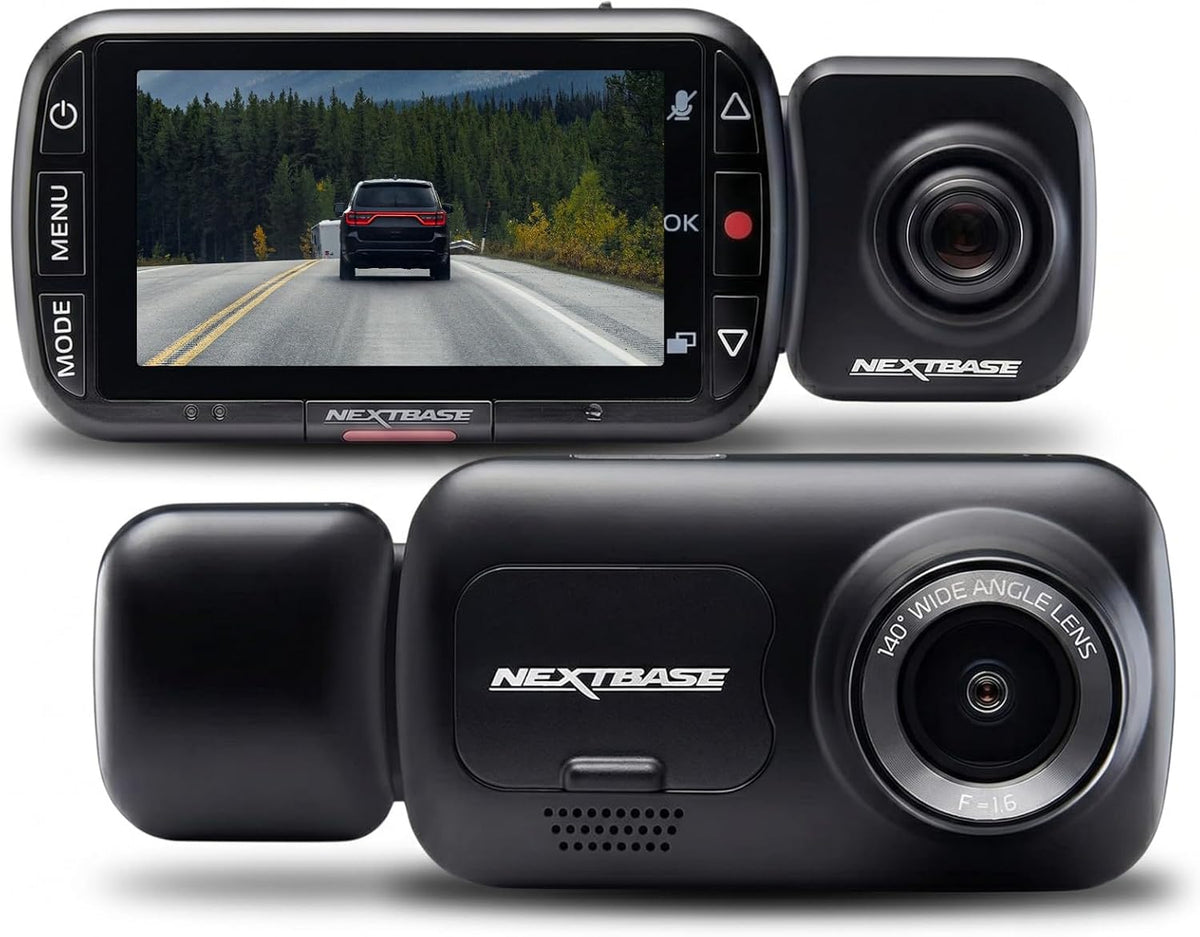 Nextbase 222x Front and Rear Dash Cam | Car Recording Camera | Full 1080p/30fps HD Recording DVR Cam | 140 Degree Wide Viewing Angle | SOS Emergency | Polarising Filter Compatible | Black