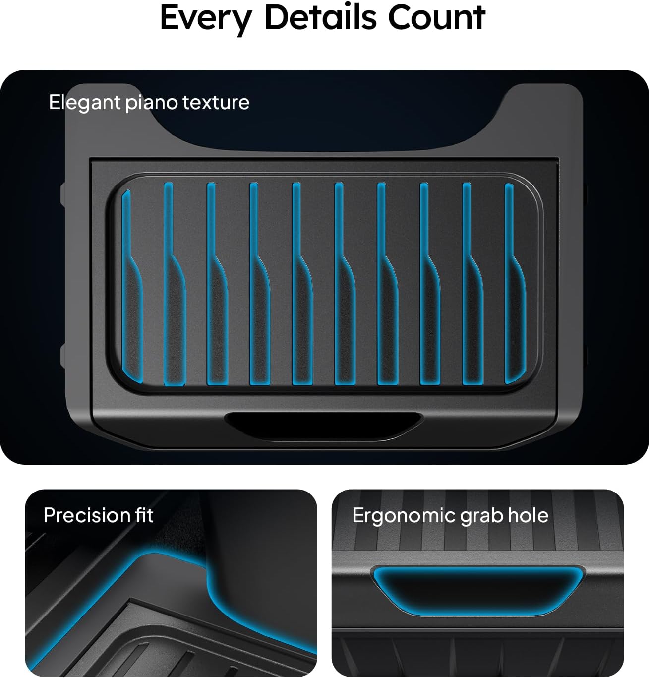 Wigoo Upgrade Tesla Model Y Accessories Rear Center Console Organizer [Partitioned Storage & Stable Installation] Backseat Storage Box for Tesla Model Y 2020~2025 (Not Fit Model Y Juniper)