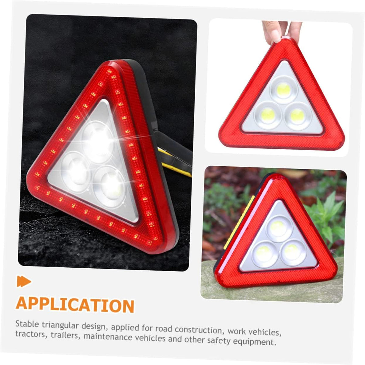 Reflective Roadside Safety Triangle with LED Lights, Plastic