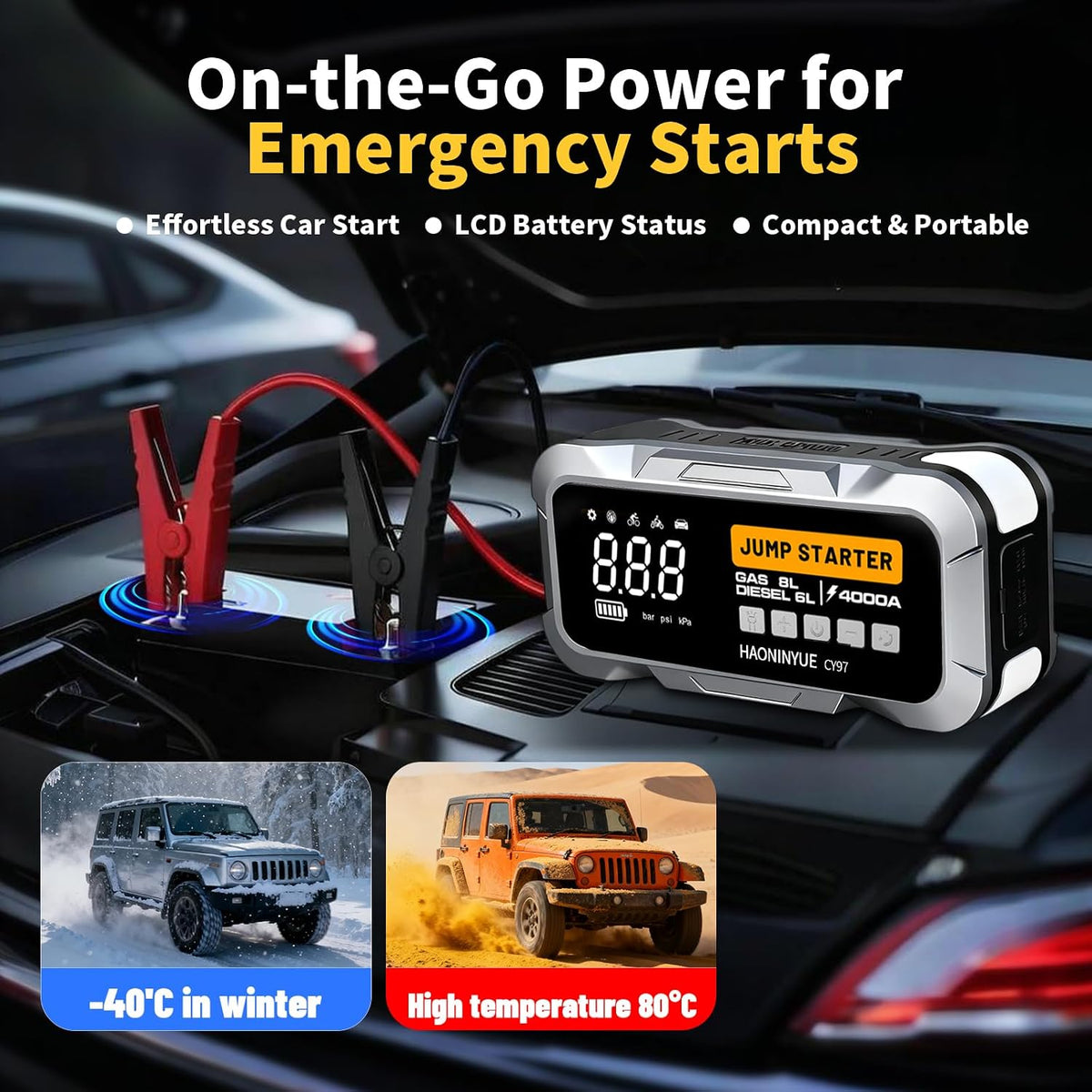 4000A Jump Starter with Air Compressor, 150PSI for Car