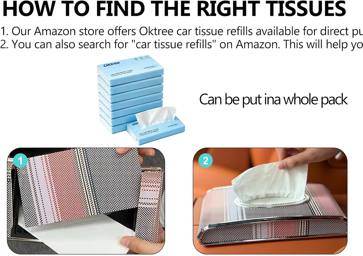 Car Tissue Holder, Flat Tissue Box for Car, Napkin Organizer