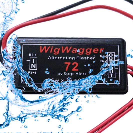 WigWagger 72 Electronic Wig Wag Alternating Flasher Relay - Waterproof Universal Emergency Police Ambulance Car Controller LED Strobe Light Box Kit- Compatible 12-24V