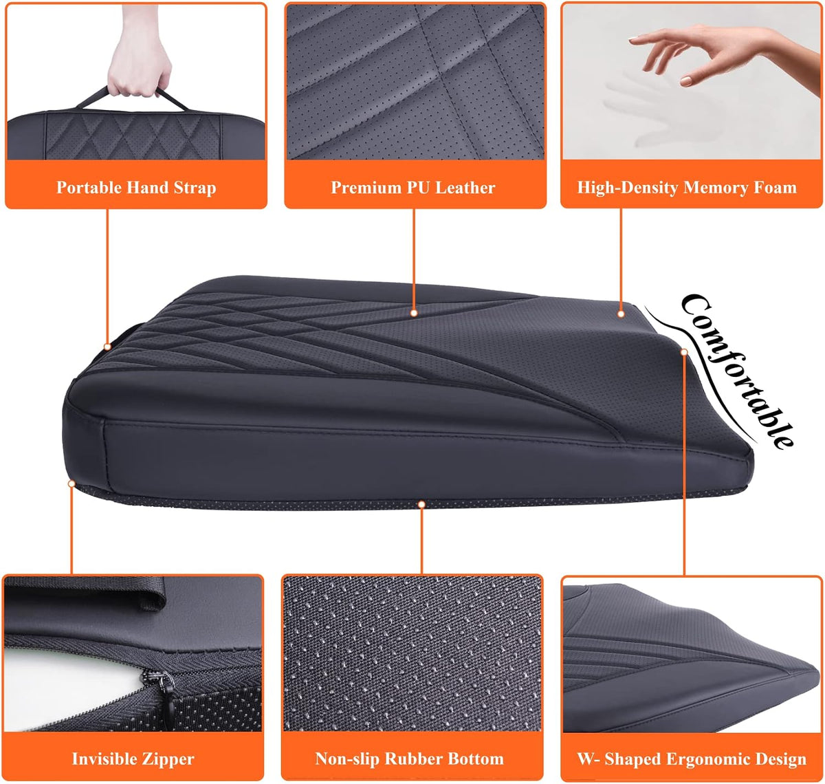 kingphenix Memory Foam Car Seat Cushion for Driving Comfort and Office Use