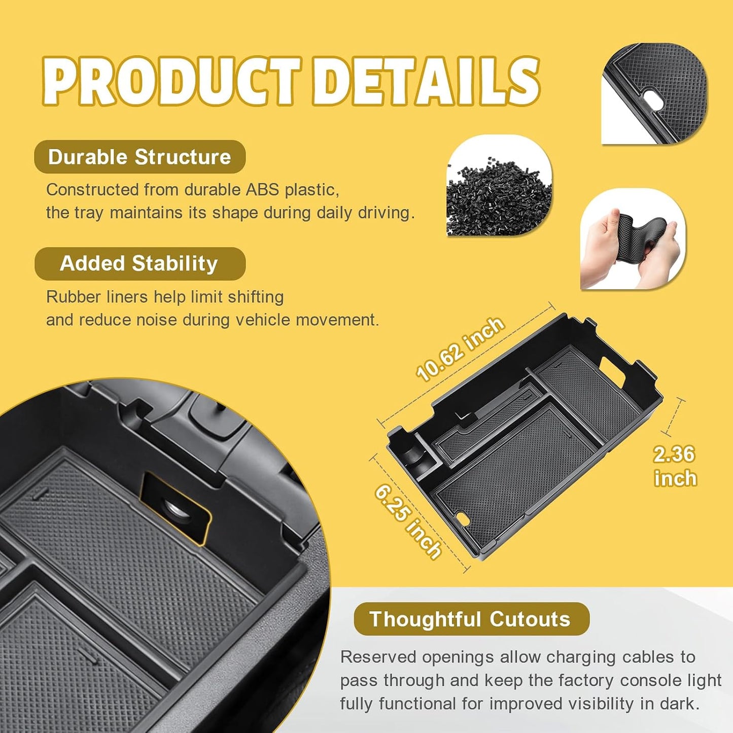 Center Console Organizer Tray for 2018-2024 Chevy Equinox Accessories | Middle Armrest Storage Box, Multi-compartment Design, Quick Access to Daily Essentials, NOT For 2025 2026 Models