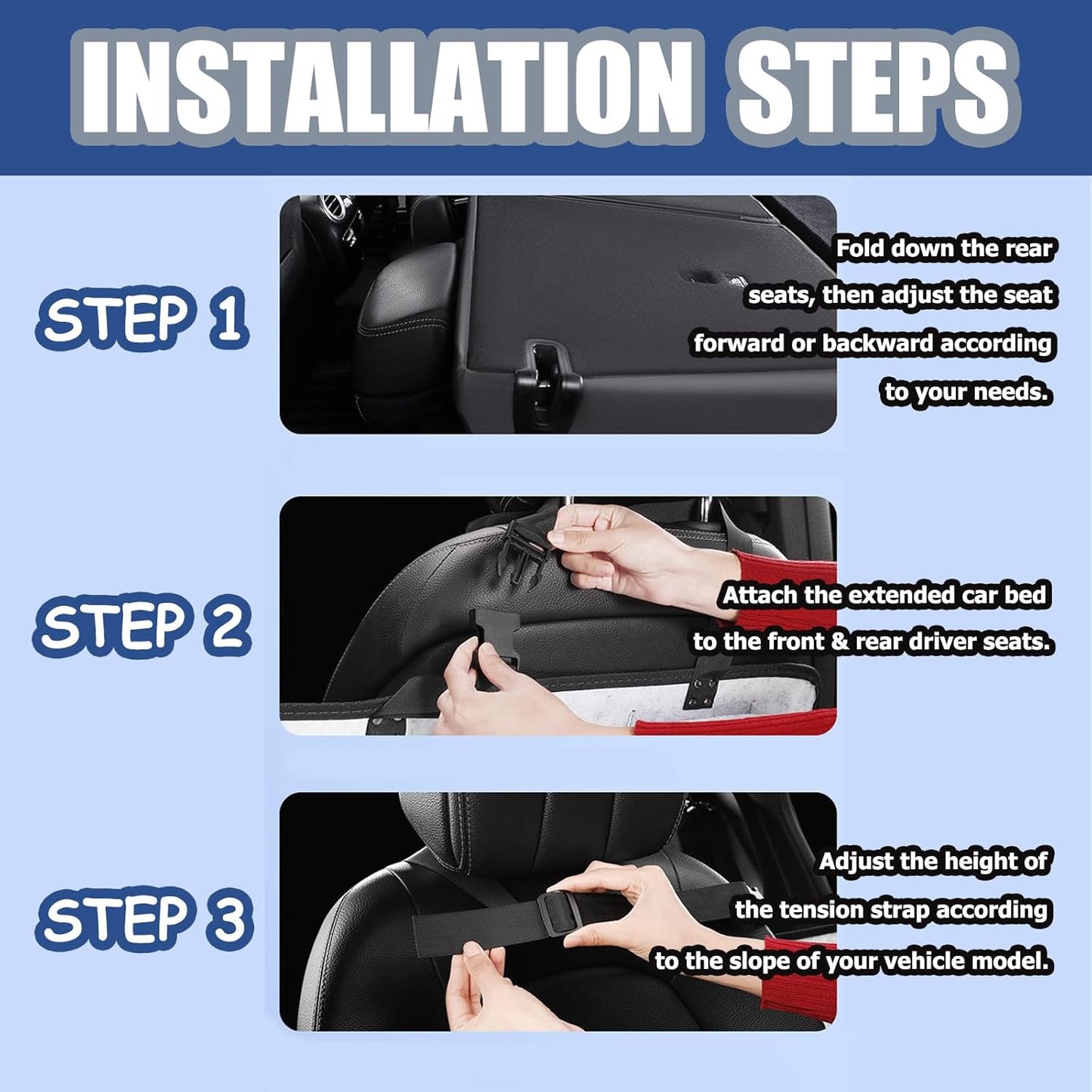 QISHENG Car Camping Bed Extension Board - Foldable SUV Mattress & Back Seat Extender for Travel, Portable Trunk Mat with Headrest, Sleeping Accessory