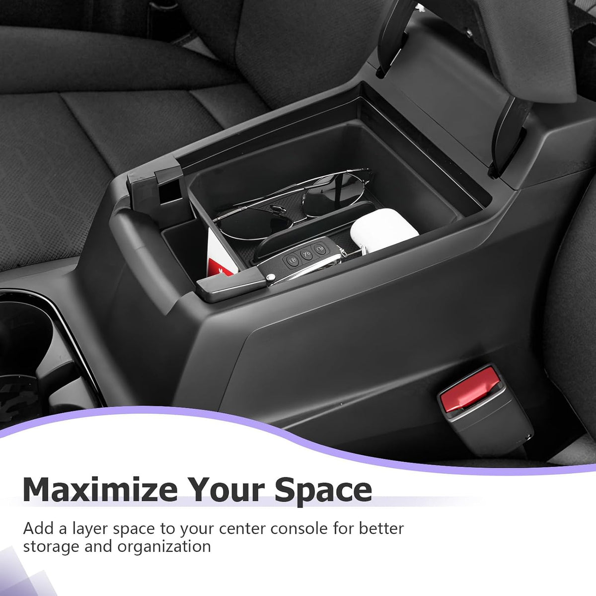 LUWU Center Console Organizer for 2023 2024 2025 2026 Chevrolet Colorado & GMC Canyon Accessories Armrest Console Storage Box Glove Organizer Tray ABS Material Double-layer Design Storage Box (Black)