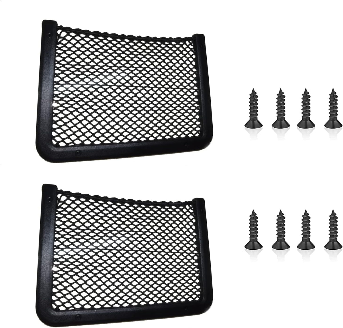 Universal Car Net Bag - 2 Pack, Large Mesh Pocket Organizer with Screws for Secure Fit in RV, Auto (7.87 x 11.81 in)