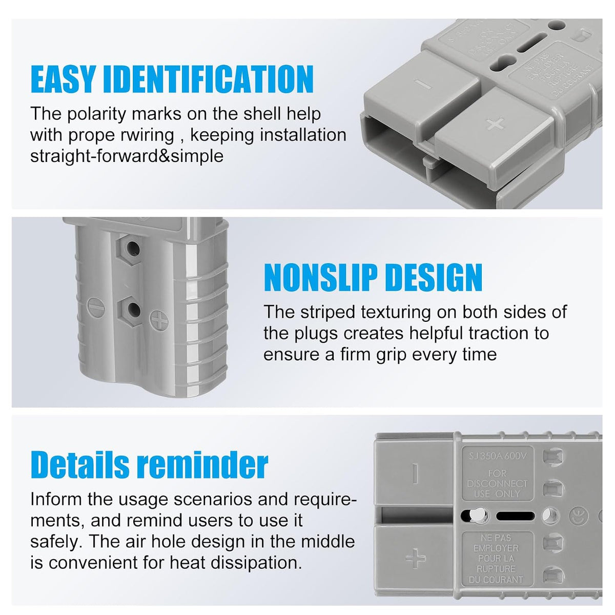 350 Amp 2/0-1/0AWG Battery Quick Connect/Disconnect Connector