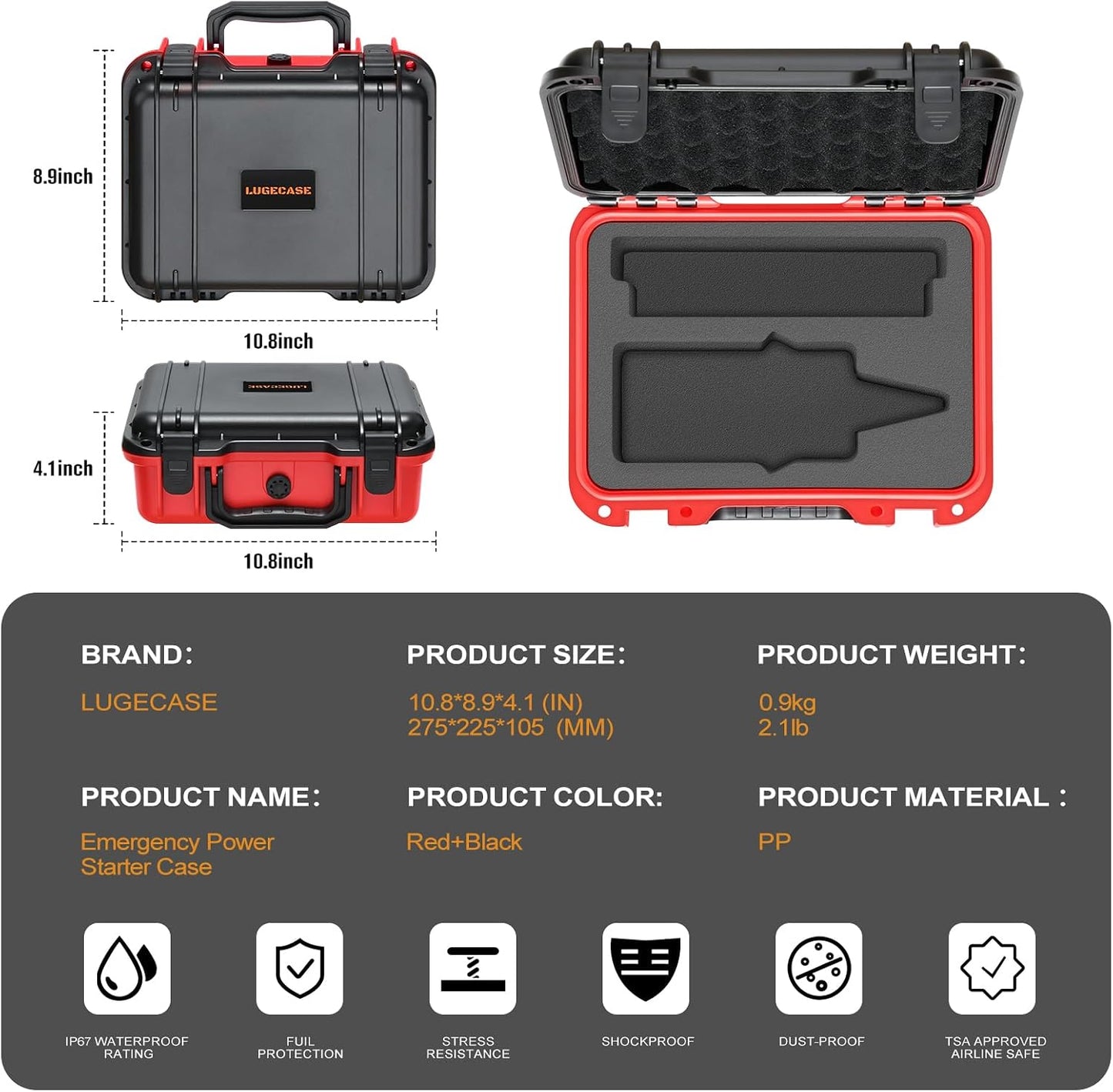 Hard Case for NOCO Boost GB50 - Portable Car Battery Jump Starter Hard Shell Case: Waterproof Travel Carrying Storage Box for NOCO Boost GB50 UltraSafe Jump Starter - RV Trips & Outdoor Adventures