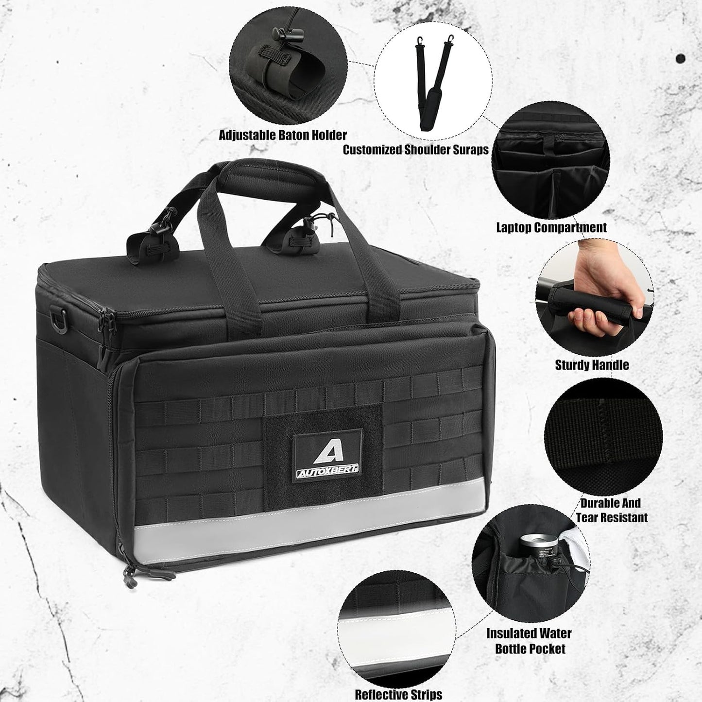 Patrol Bag Law Enforcement,Police Gear Bag with MOLLE System and Cup Holders,Hanging Car Front Seat Organizer,Multiple Compartment Tactical Officer Duty Bags,Police Car Accessories for Passenger Seat